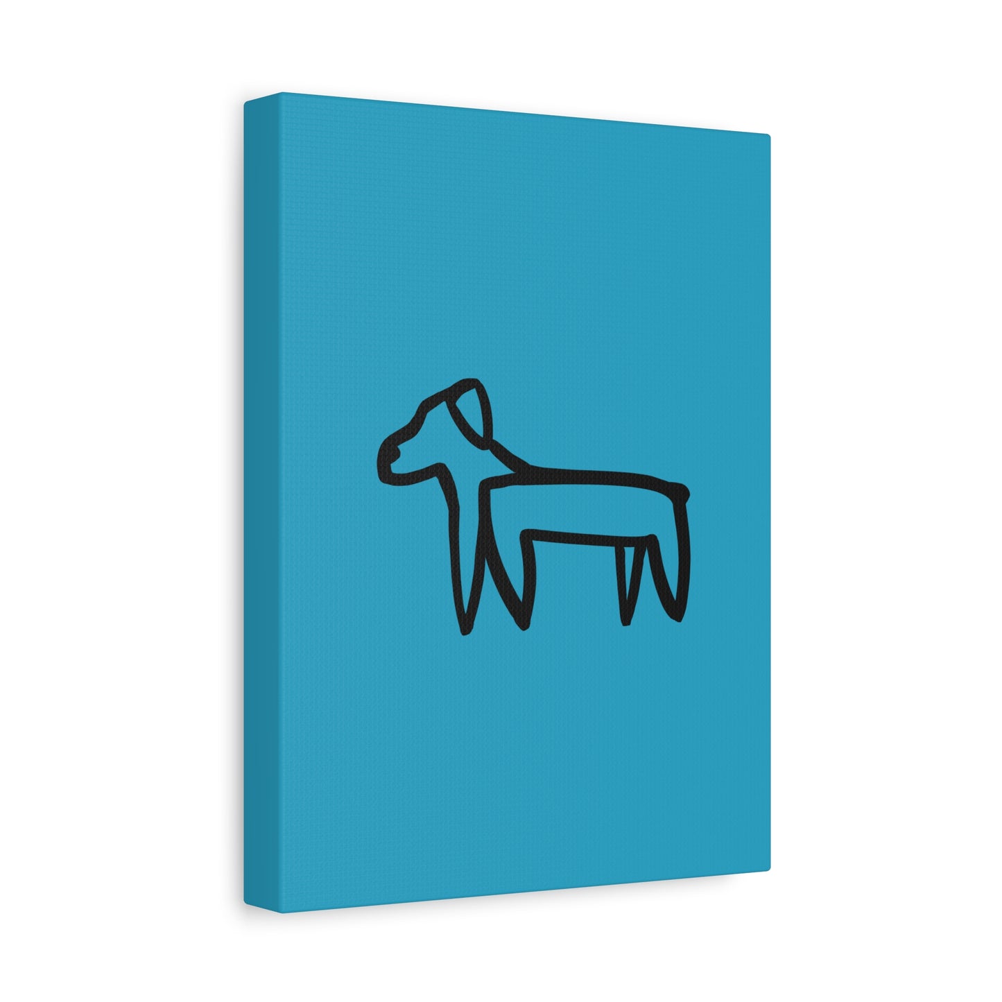 Dog Canvas Print on Turquoise (Transparent Style Black Dog) - Dog Drawing Canvas