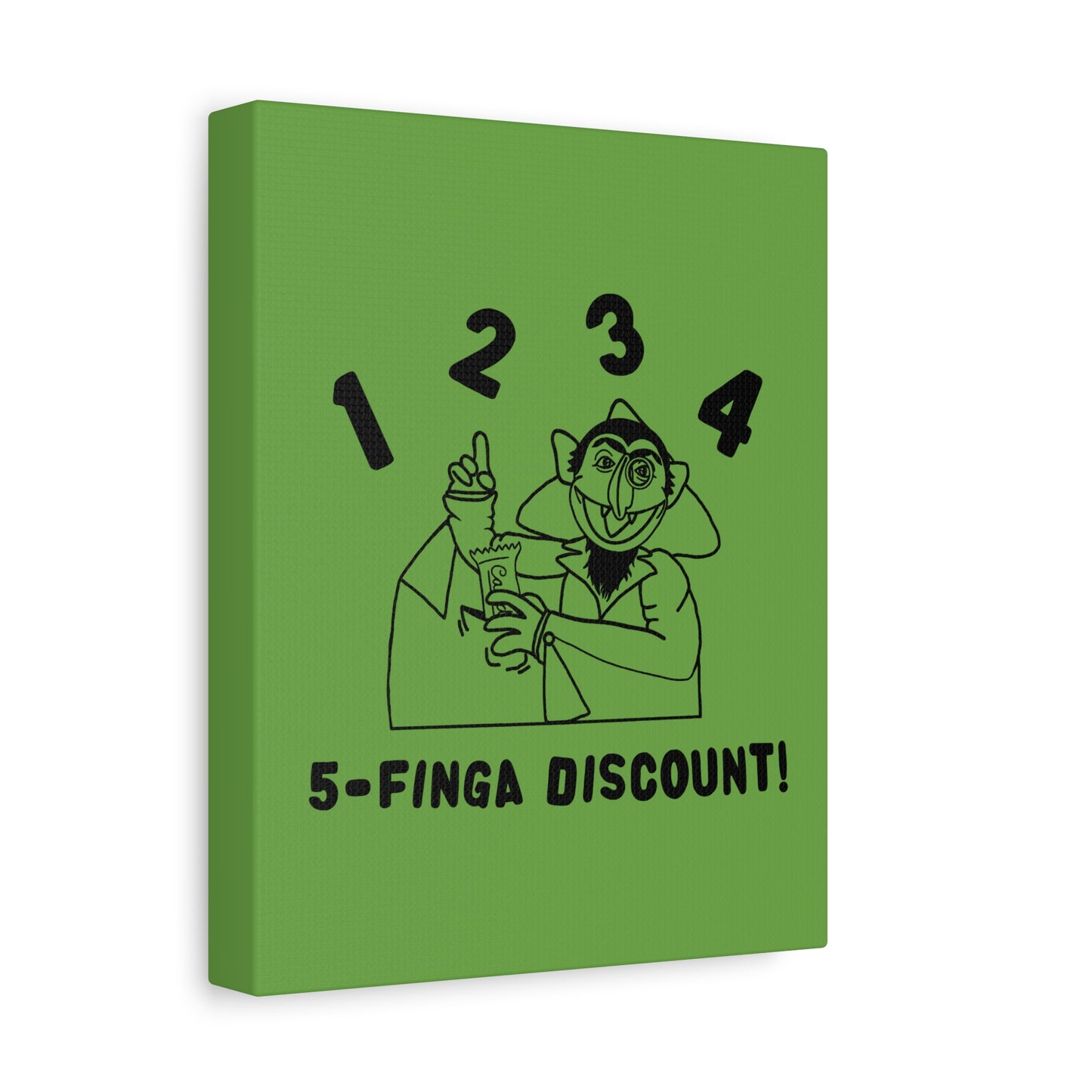 Five Finger Discount Outline Canvas Print Green - Sesame Street The Count Parody Art Print