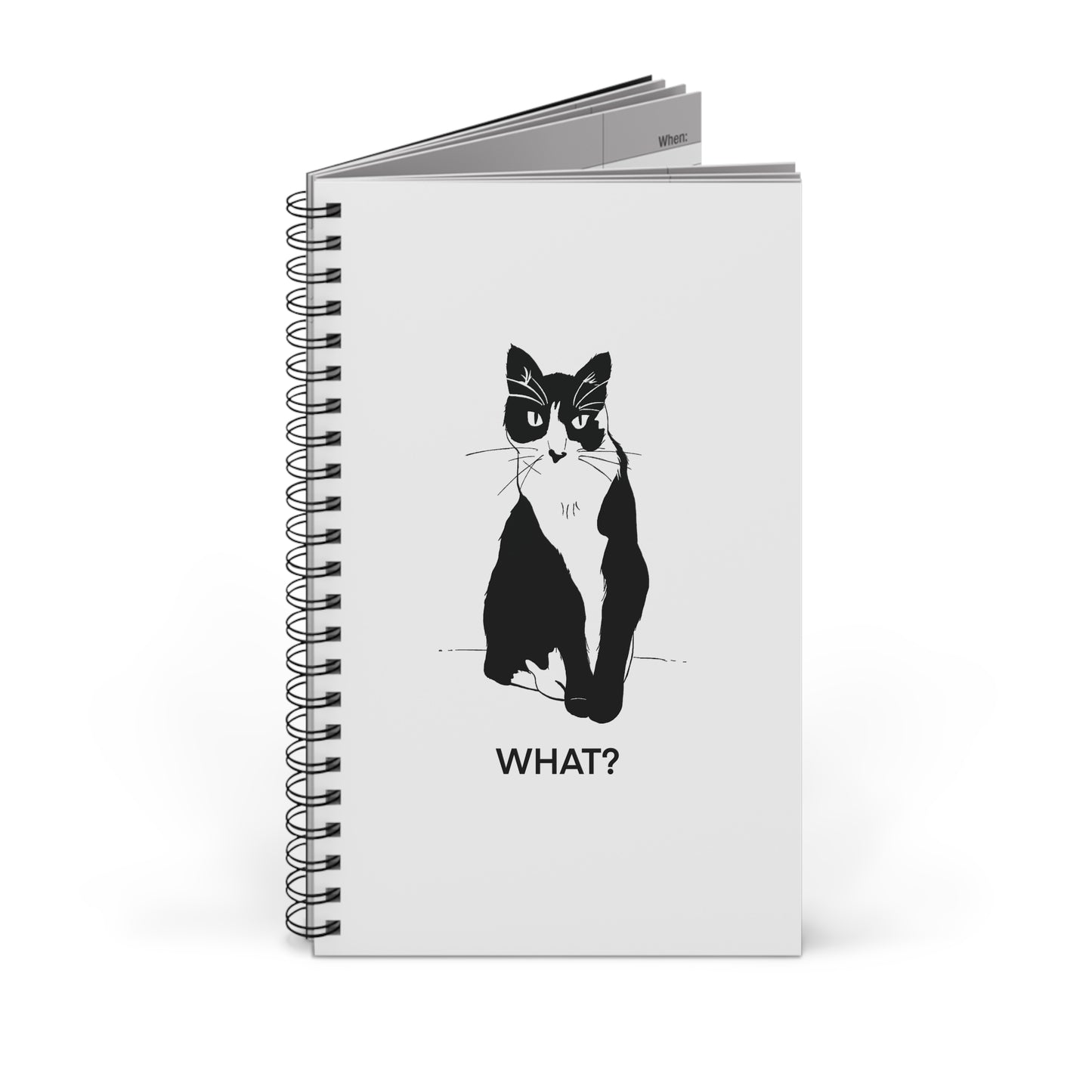 Cattitude Notebook in White (Transparent Style Cat) - Cat Spiral Notebook