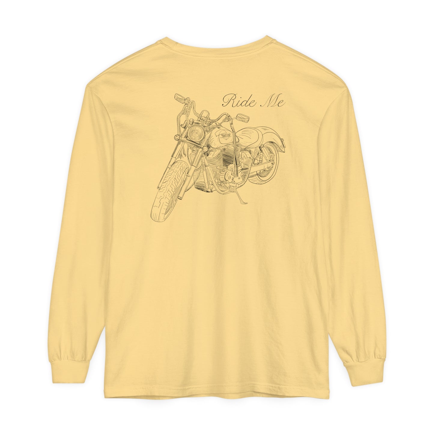 Ride Me Motorcycle Long Sleeve Tee Back Design