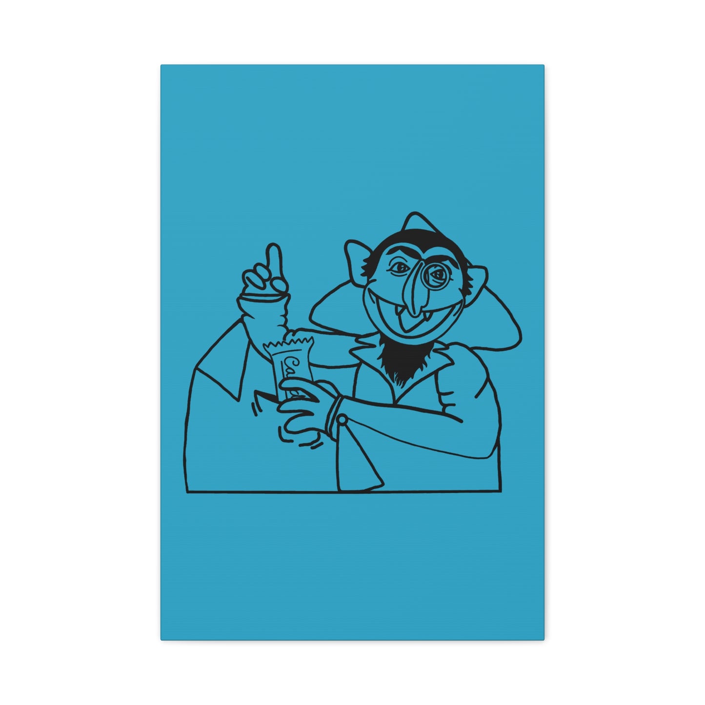The Count Stealing Candy Outline Canvas Print Turquoise - Sesame Street The Count Art Print