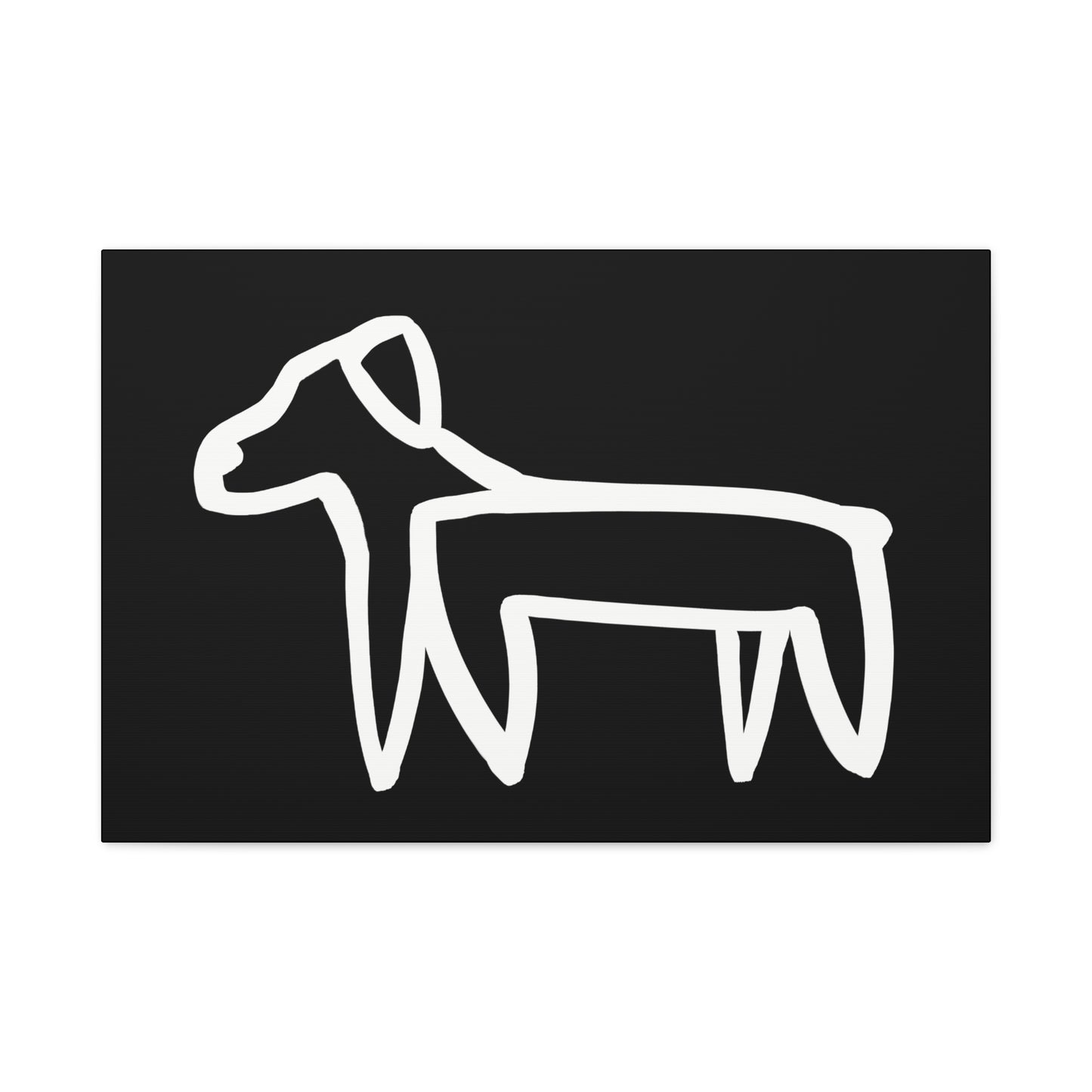 Dog Canvas Print on Black (Transparent Style White Dog) - Dog Art Print
