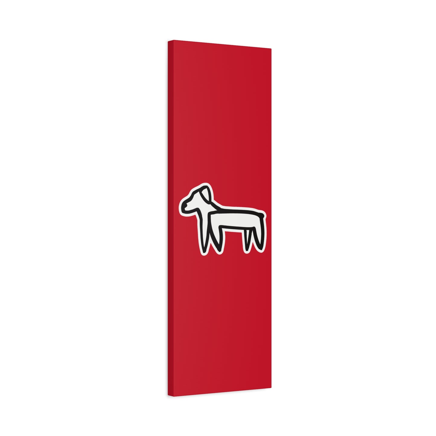 Dog Canvas Print on Red (Sticker Style White Dog) - Dog Art Print