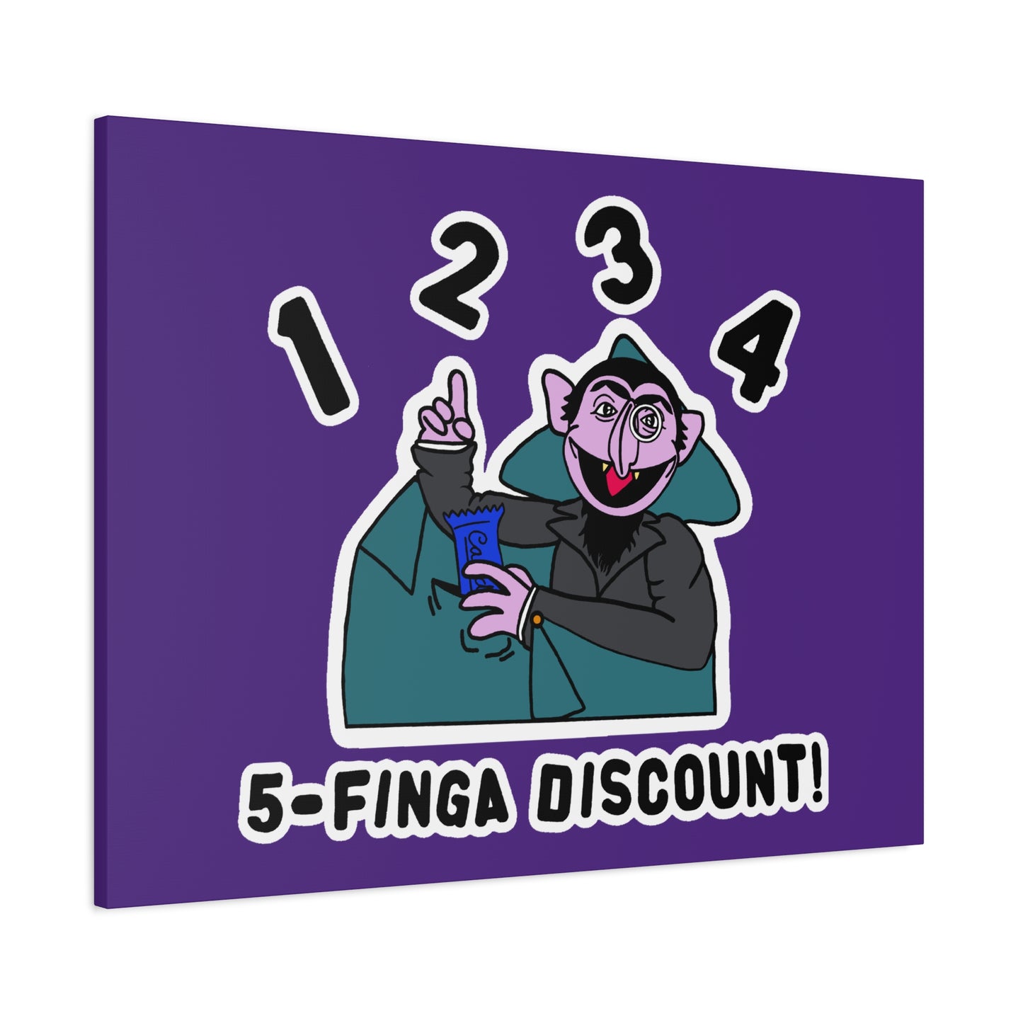 Five Finger Discount Canvas Print Light Purple - Sesame Street The Count Parody Art Print