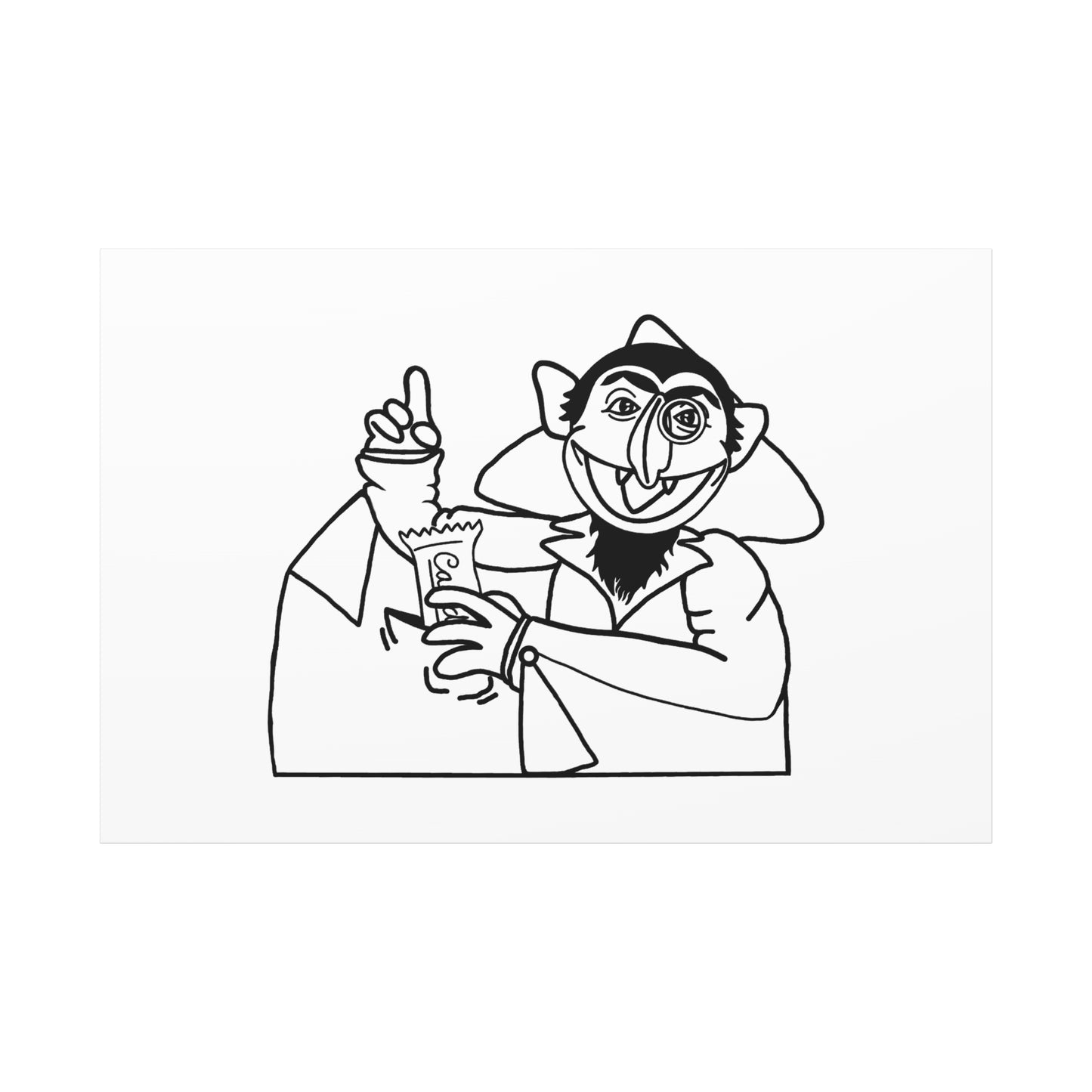 The Count Stealing Candy Outline Canvas Print White - Sesame Street The Count Parody Art