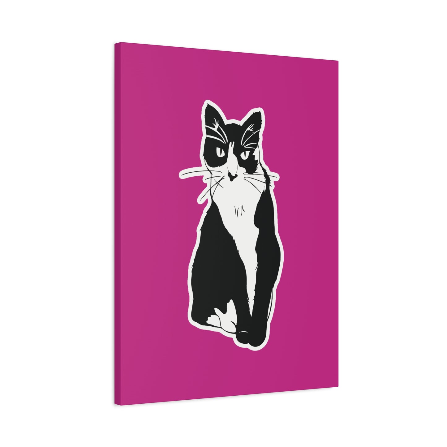 Cat Canvas on Pink (Sticker Style Cat) - Cat Drawing Art
