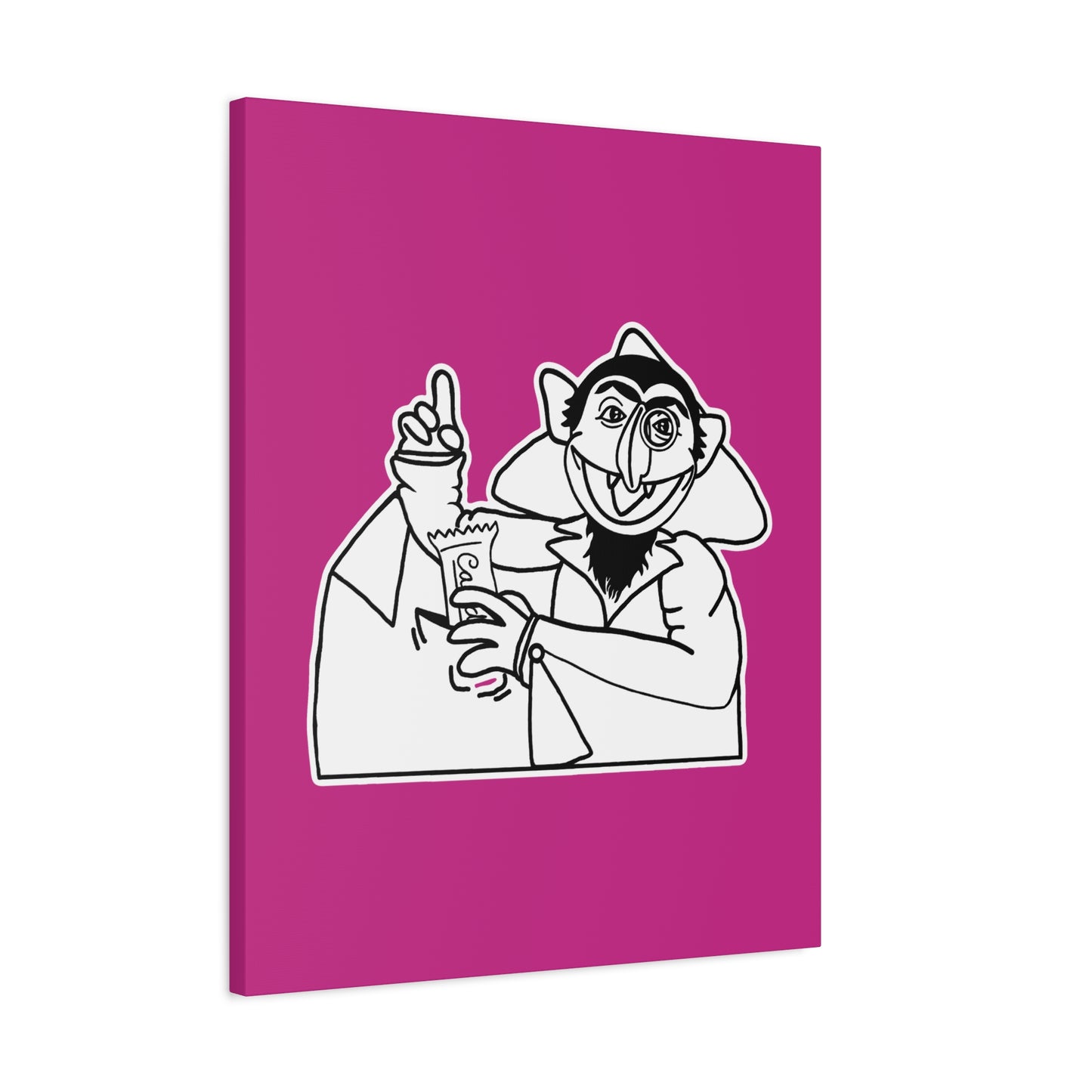 The Count Stealing Candy Outline Canvas Print Pink - Sesame Street The Count Parody Art