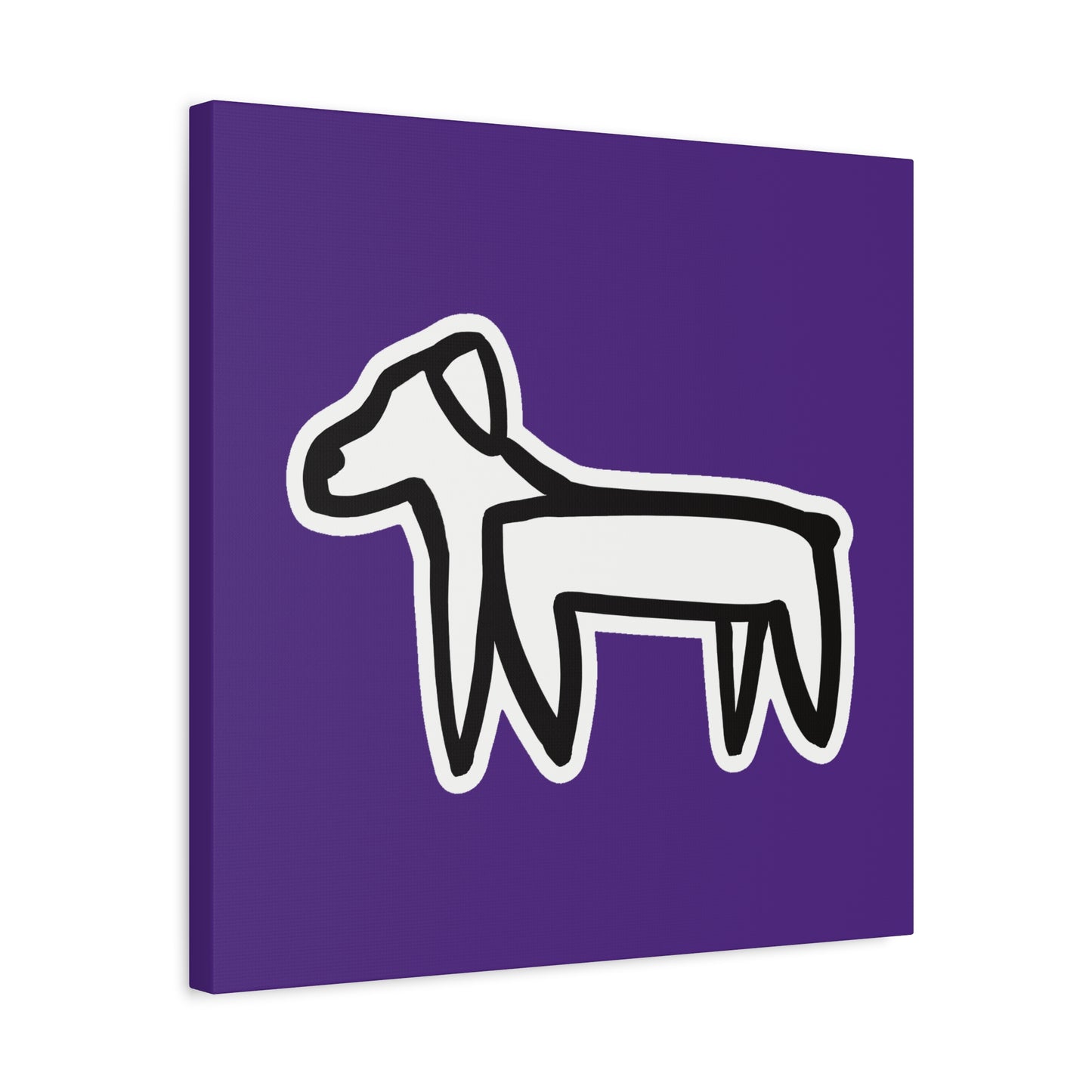 Dog Canvas Print on Purple (Sticker Style White Dog) - Dog Art Print