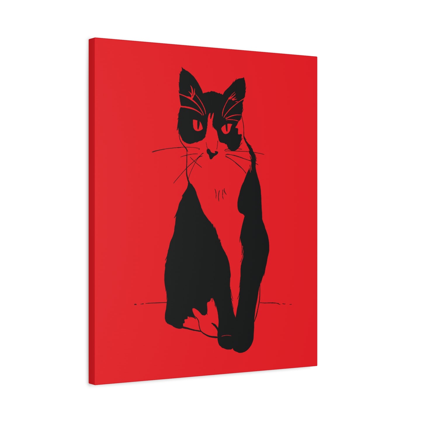 Cat Canvas Print on Red (Transparent Style Cat) - Cat Drawing Art