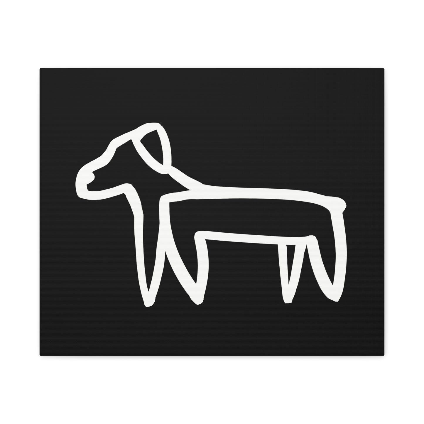 Dog Canvas Print on Black (Transparent Style White Dog) - Dog Art Print