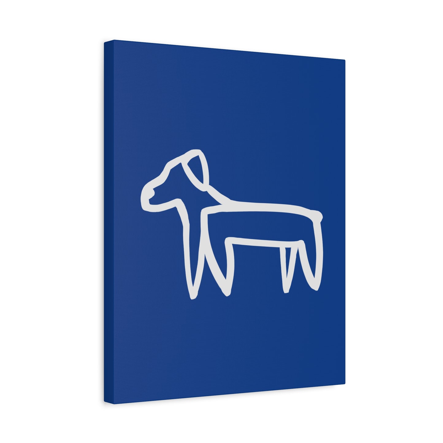 Dog Canvas Print on Blue (Transparent Style White Dog) - Dog Art Print