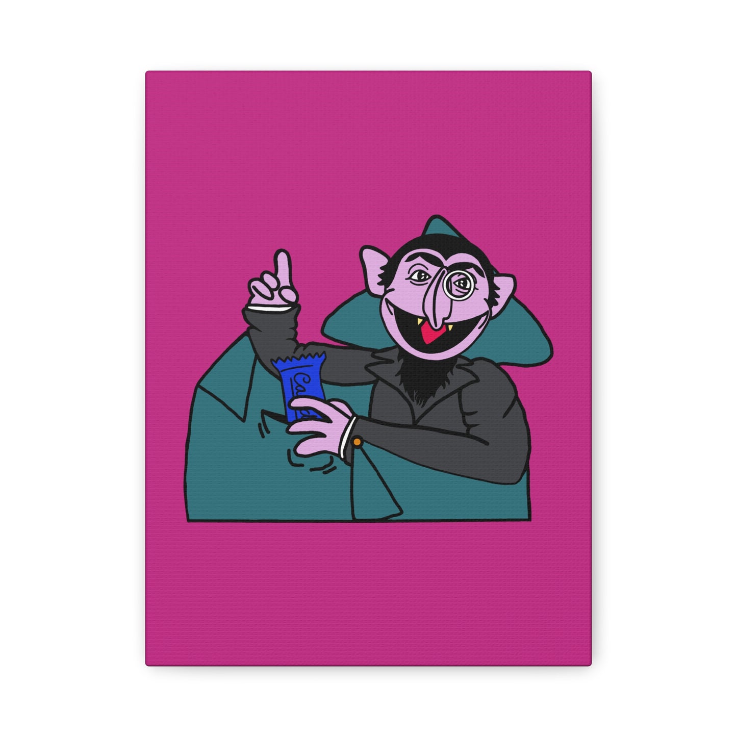 The Count Stealing Candy Canvas Print Pink - Sesame Street The Count Parody Art