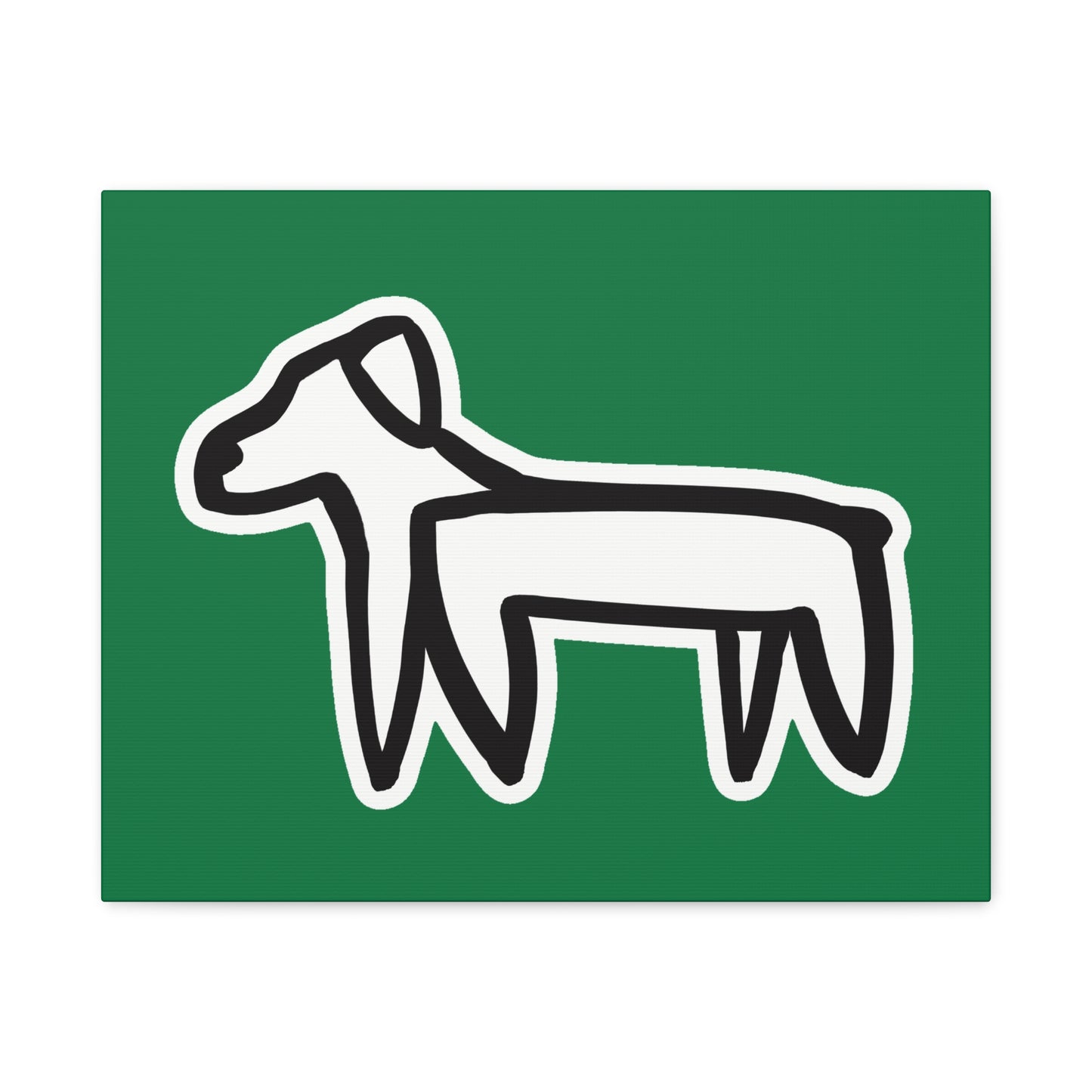 Dog Canvas Print on Green (Sticker Style White Dog) - Dog Art Print