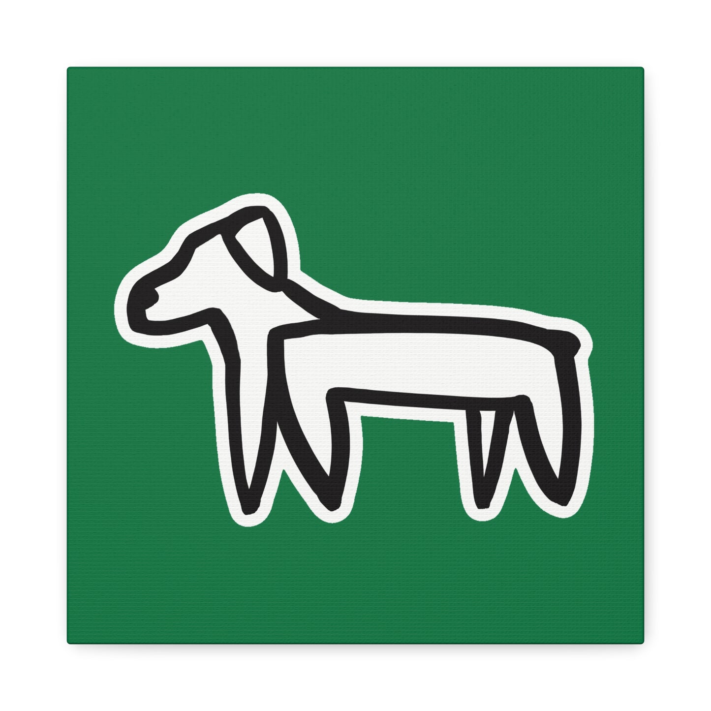 Dog Canvas Print on Green (Sticker Style White Dog) - Dog Art Print