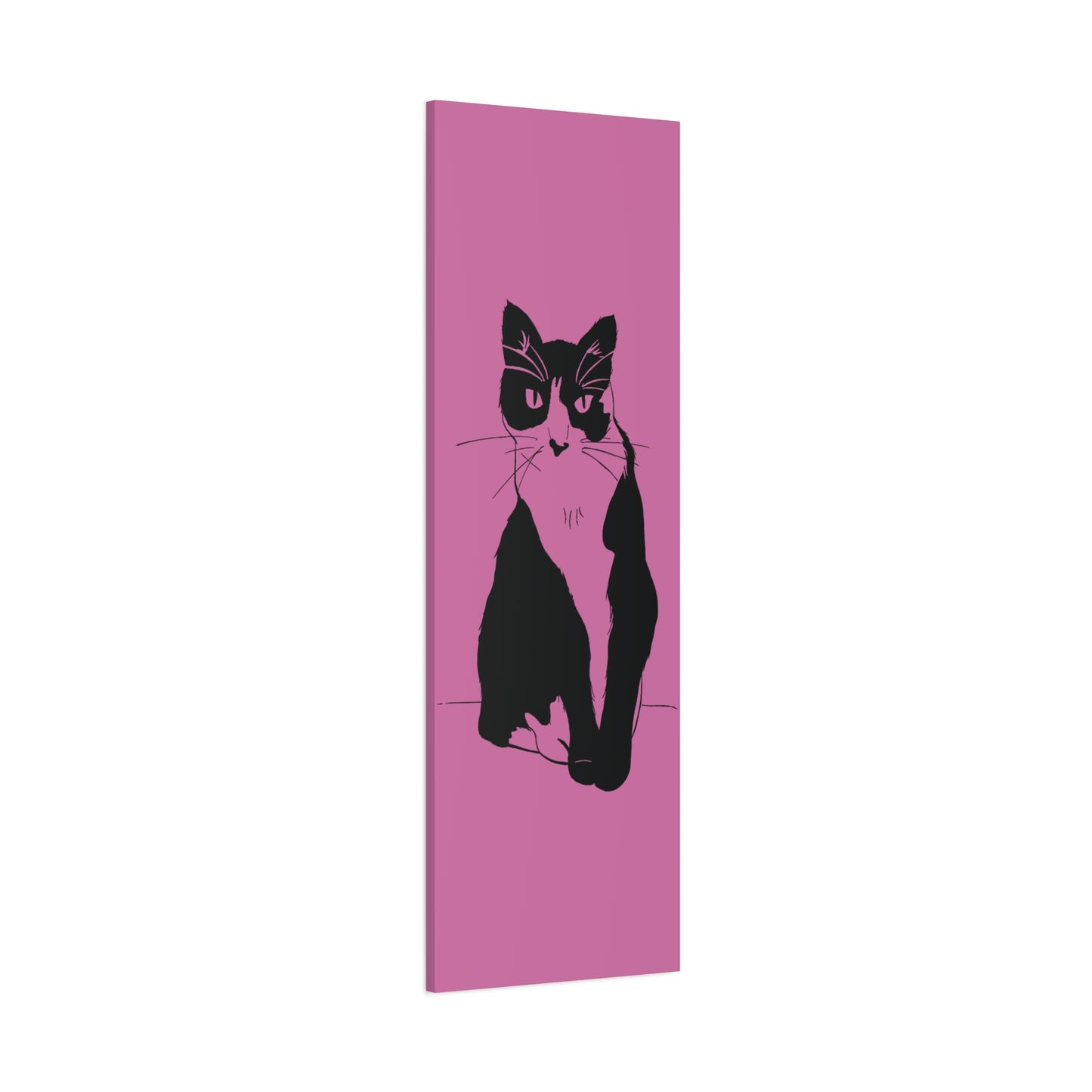 Cat Canvas Print on Pink (Transparent Style Cat) - Cat Drawing Art