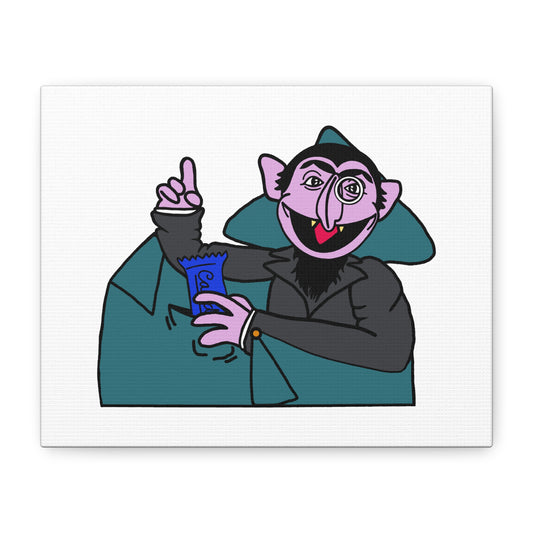 The Count Stealing Candy Canvas Print White - Sesame Street The Count Parody Art