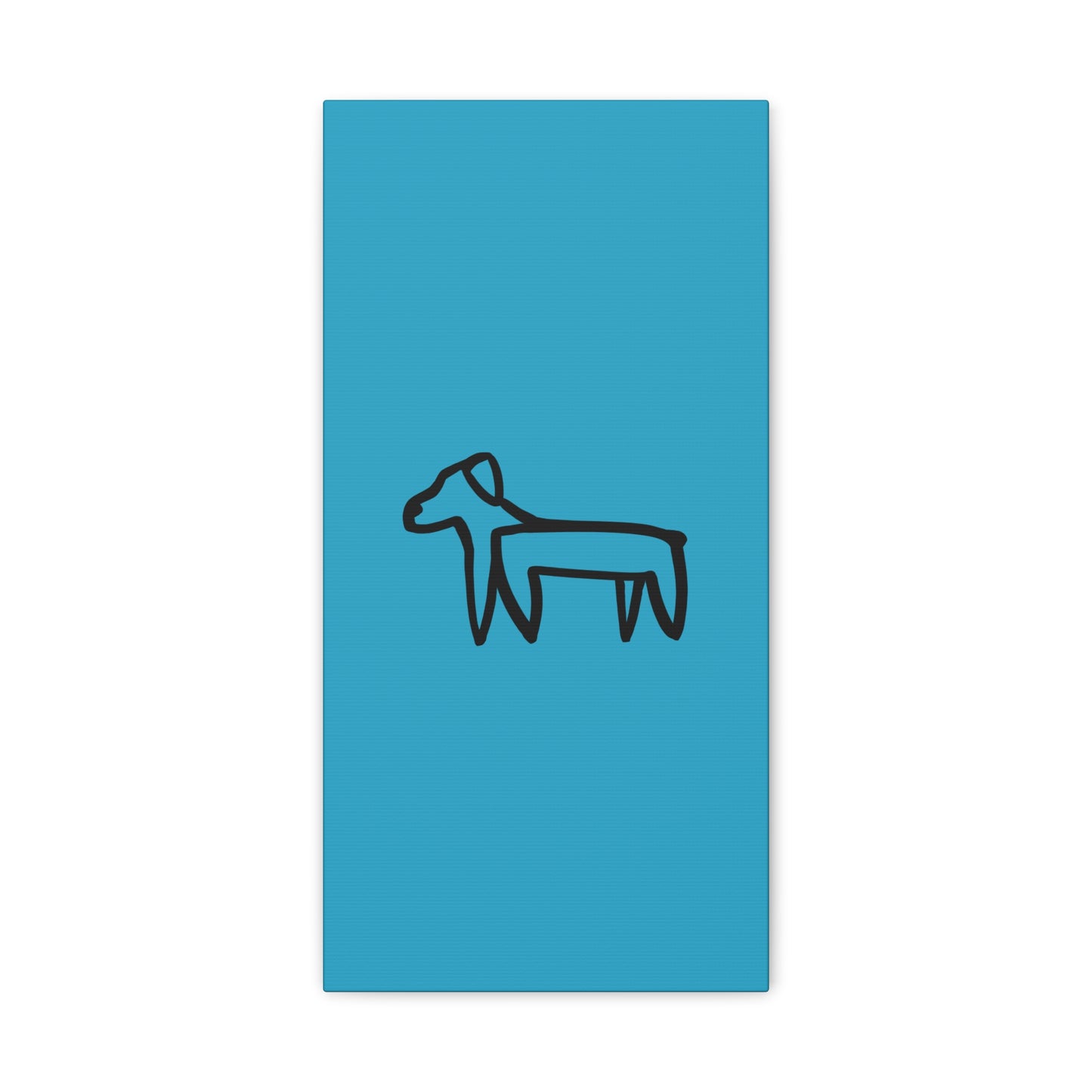 Dog Canvas Print on Turquoise (Transparent Style Black Dog) - Dog Drawing Canvas