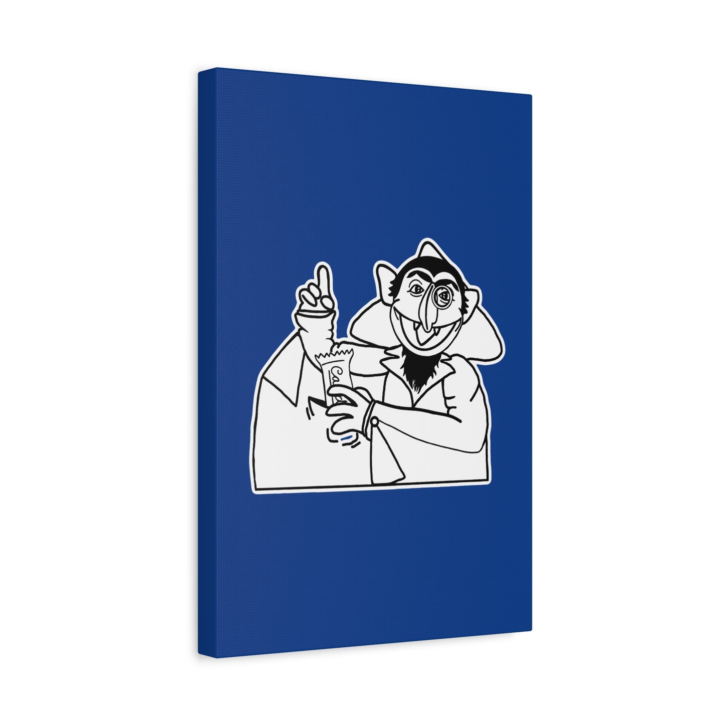 The Count Stealing Candy Outline Canvas Print Dark Blue - Sesame Street The Count Parody Art