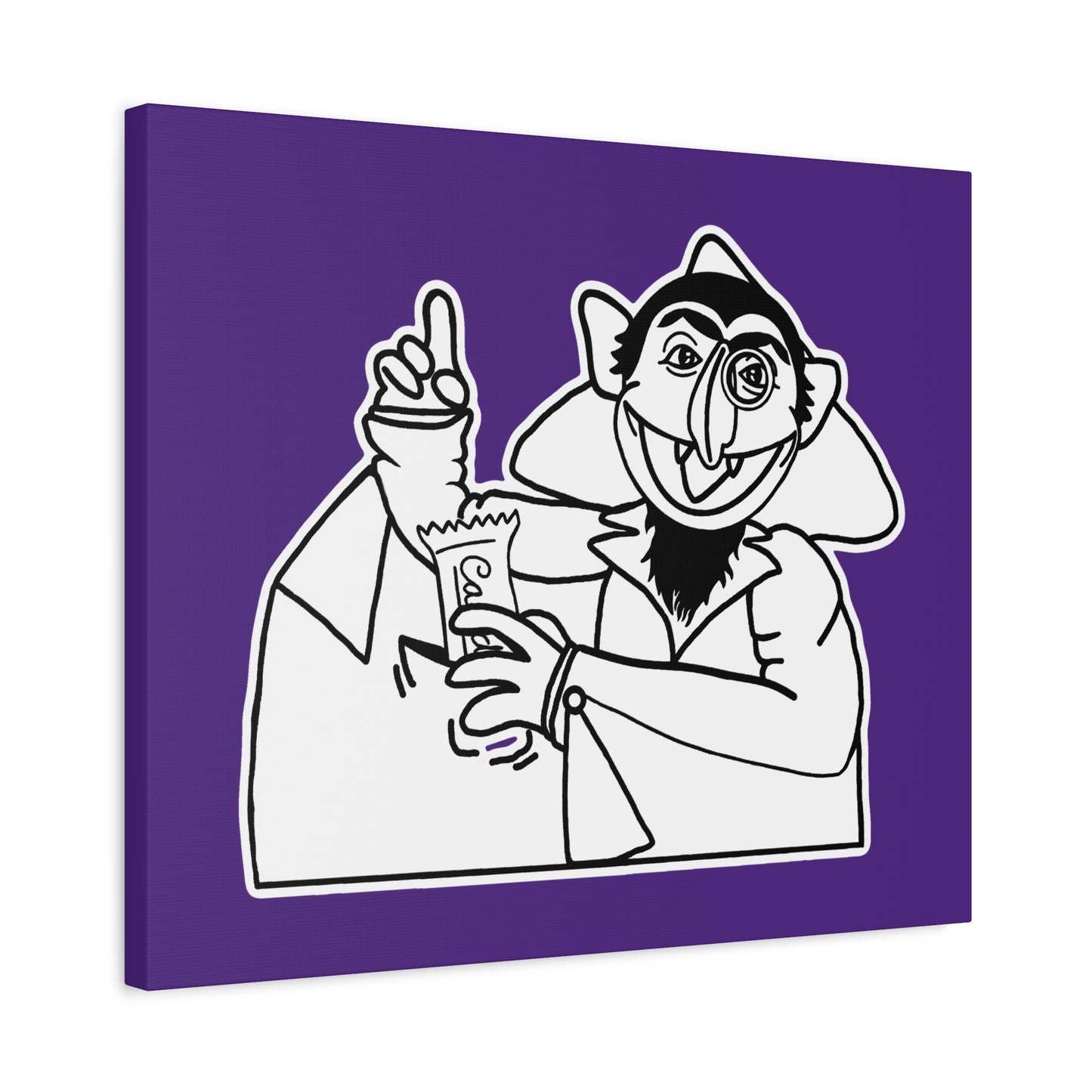 The Count Stealing Candy Outline Canvas Print Purple - Sesame Street The Count Parody Art
