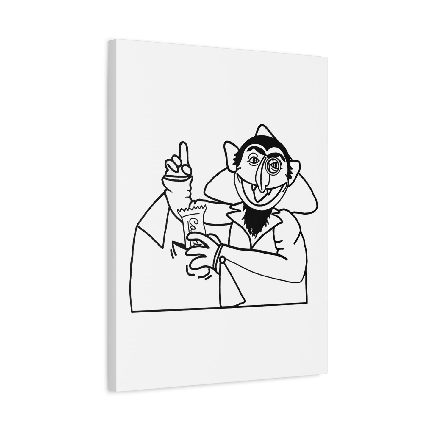 The Count Stealing Candy Outline Canvas Print White - Sesame Street The Count Parody Art