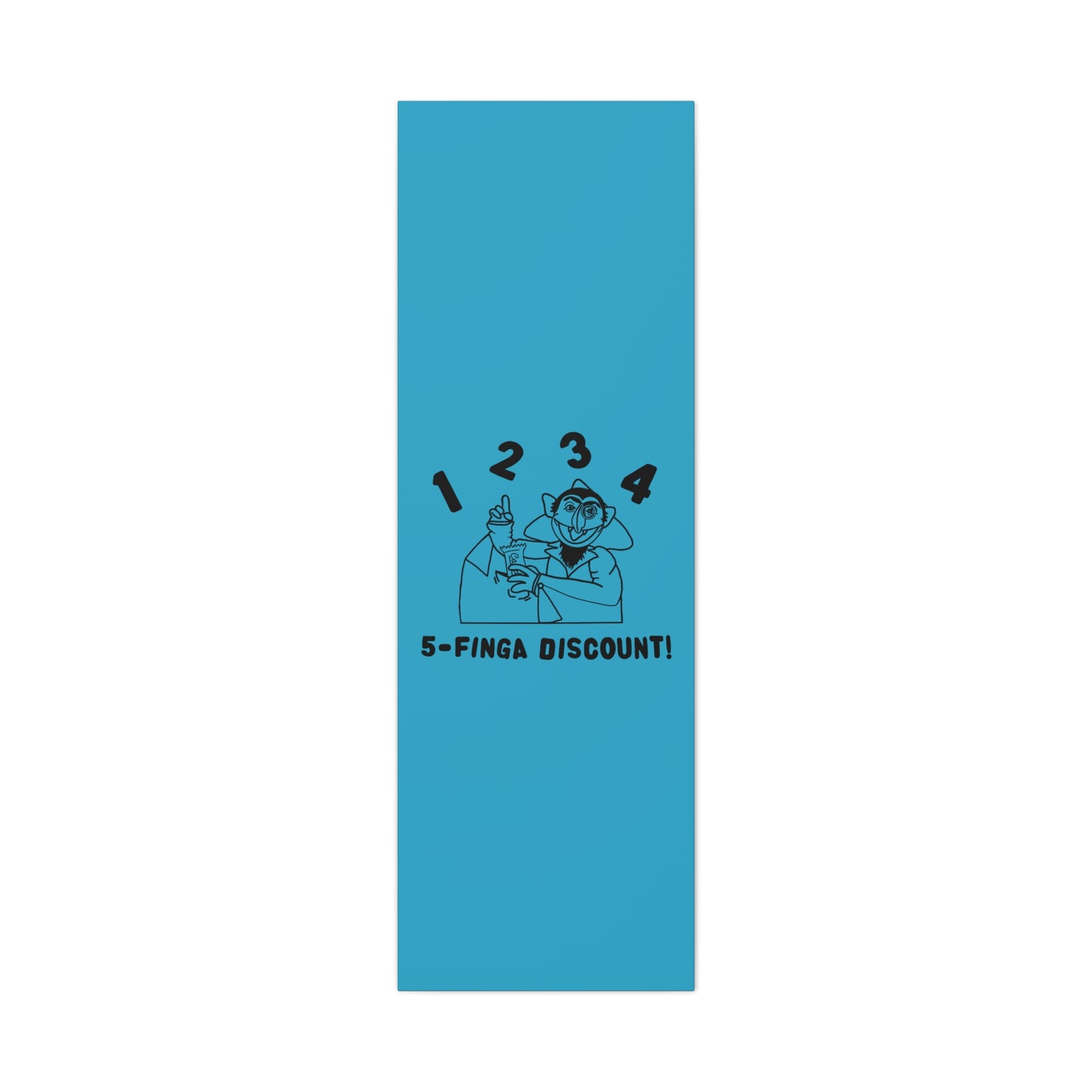 Five Finger Discount Outline Canvas Print Turquoise - Sesame Street The Count Parody Art Print