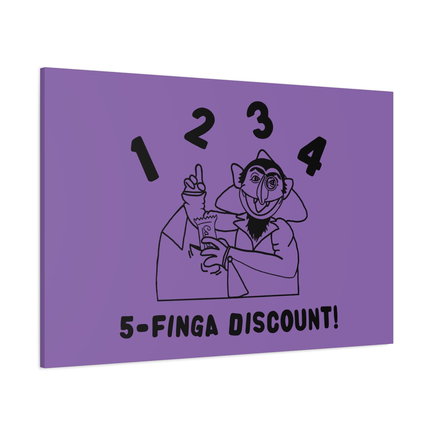 Five Finger Discount Outline Canvas Print Light Purple - Sesame Street The Count Parody Art Print