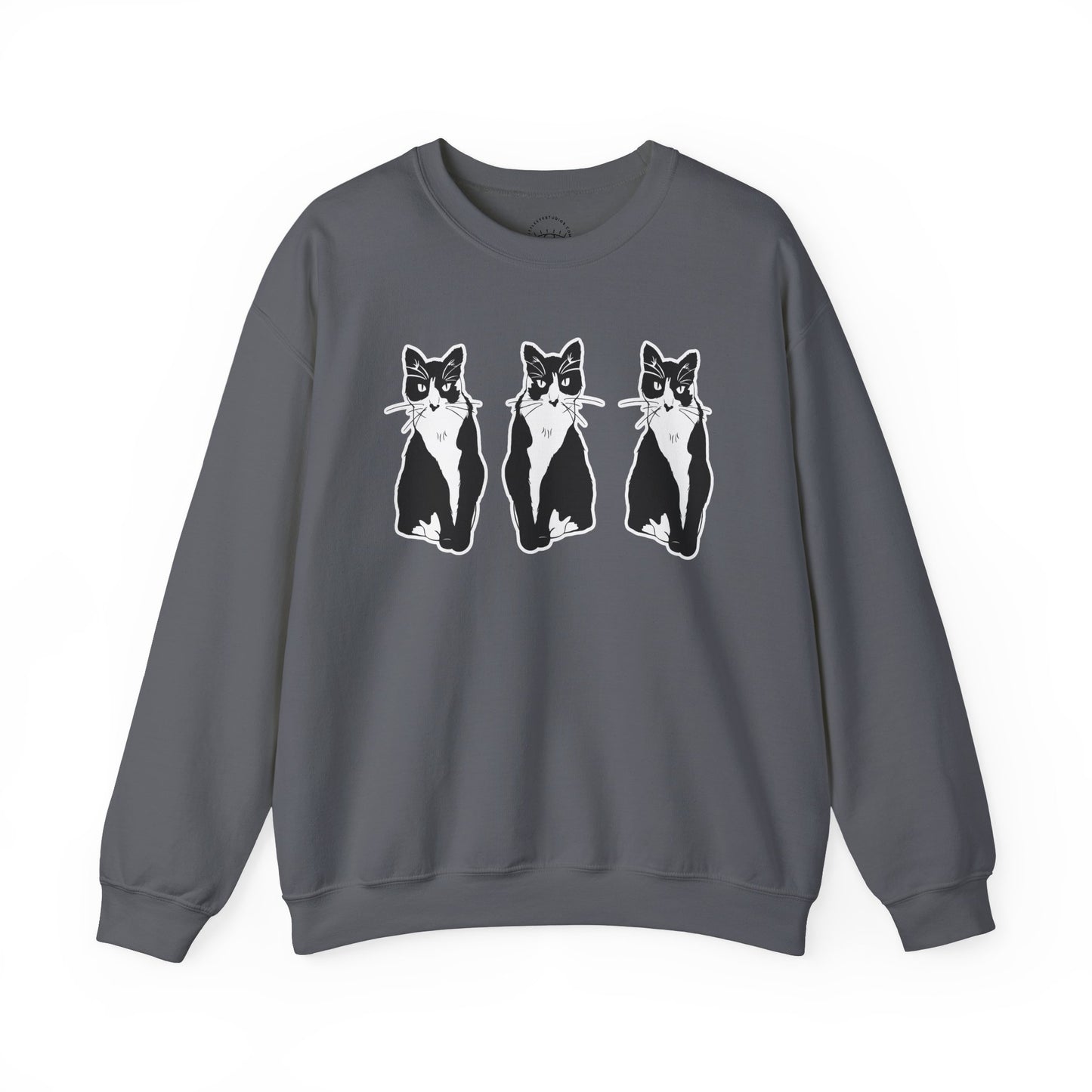 Cat x3 Sweatshirt (Sticker Style Cat) - Cat Drawing Sweatshirt