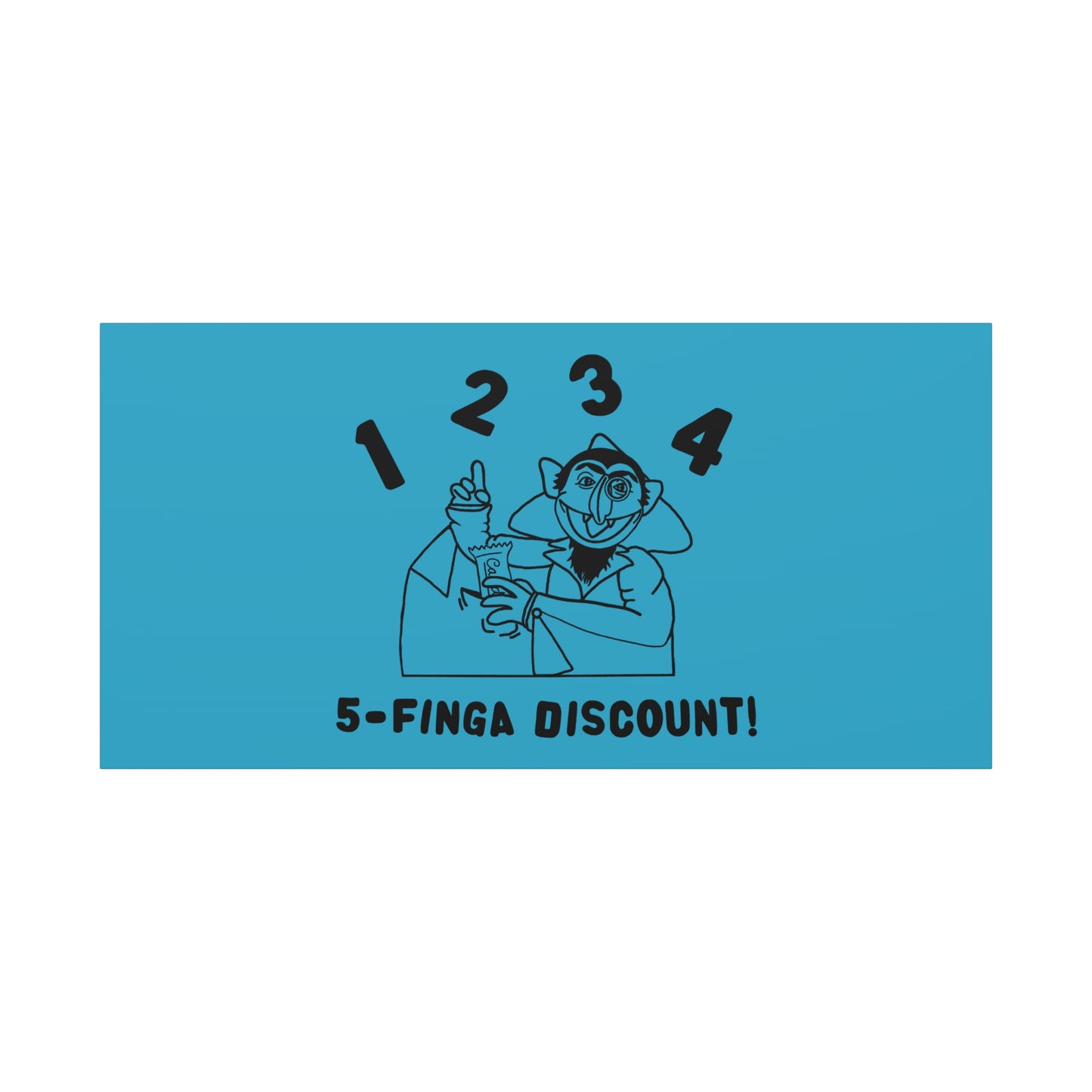Five Finger Discount Outline Canvas Print Turquoise - Sesame Street The Count Parody Art Print