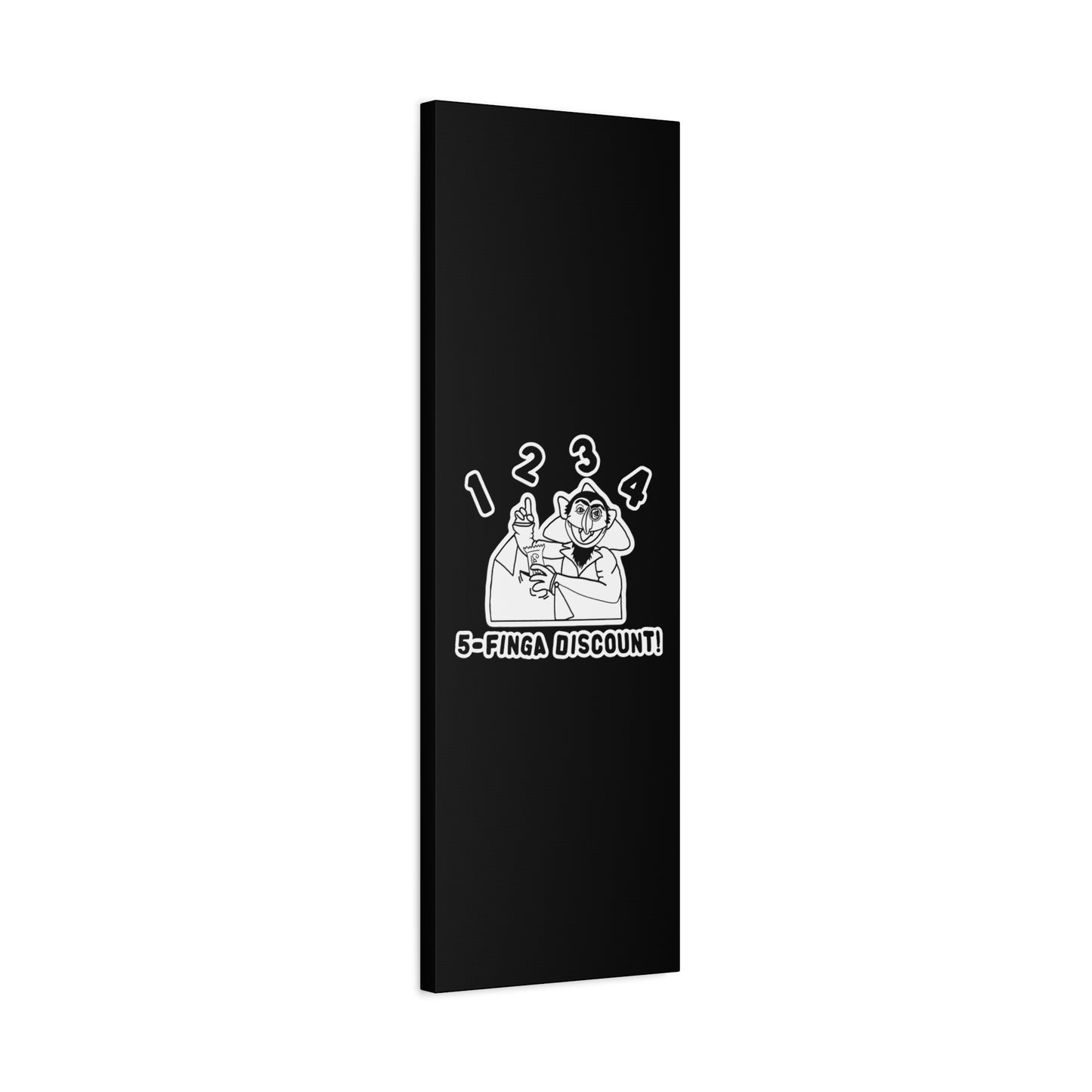 Five Finger Discount Outline Canvas Print Black - Sesame Street The Count Parody Art Print
