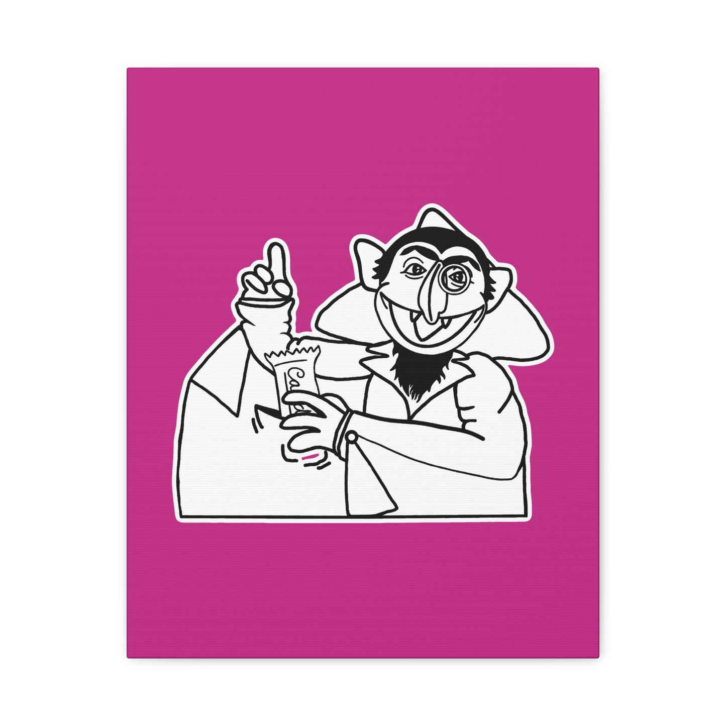 The Count Stealing Candy Outline Canvas Print Pink - Sesame Street The Count Parody Art