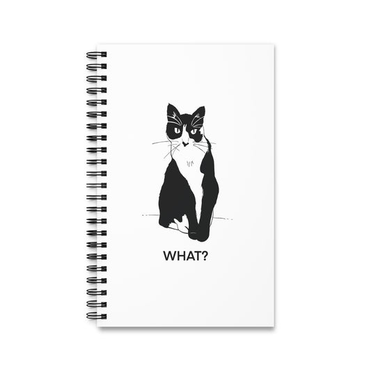 Cattitude Notebook in White (Transparent Style Cat) - Cat Spiral Notebook