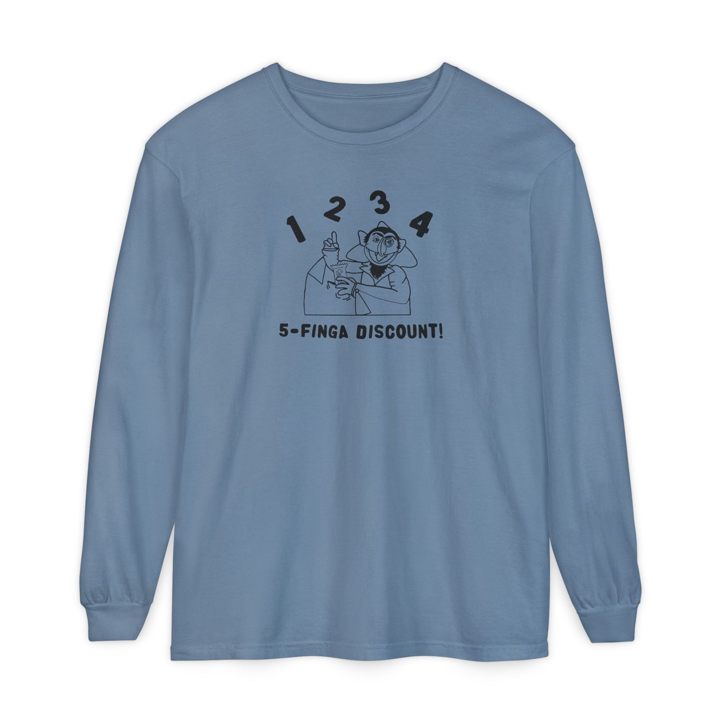 Five Finger Discount Outline Long Sleeve Tee - Sesame Street The Count Parody Shirt