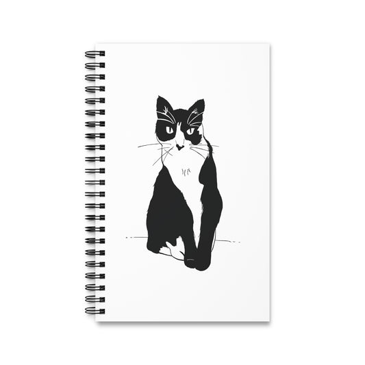 Cat Notebook in White (Transparent Style Cat) - Cat Drawing Spiral Notebook Journal