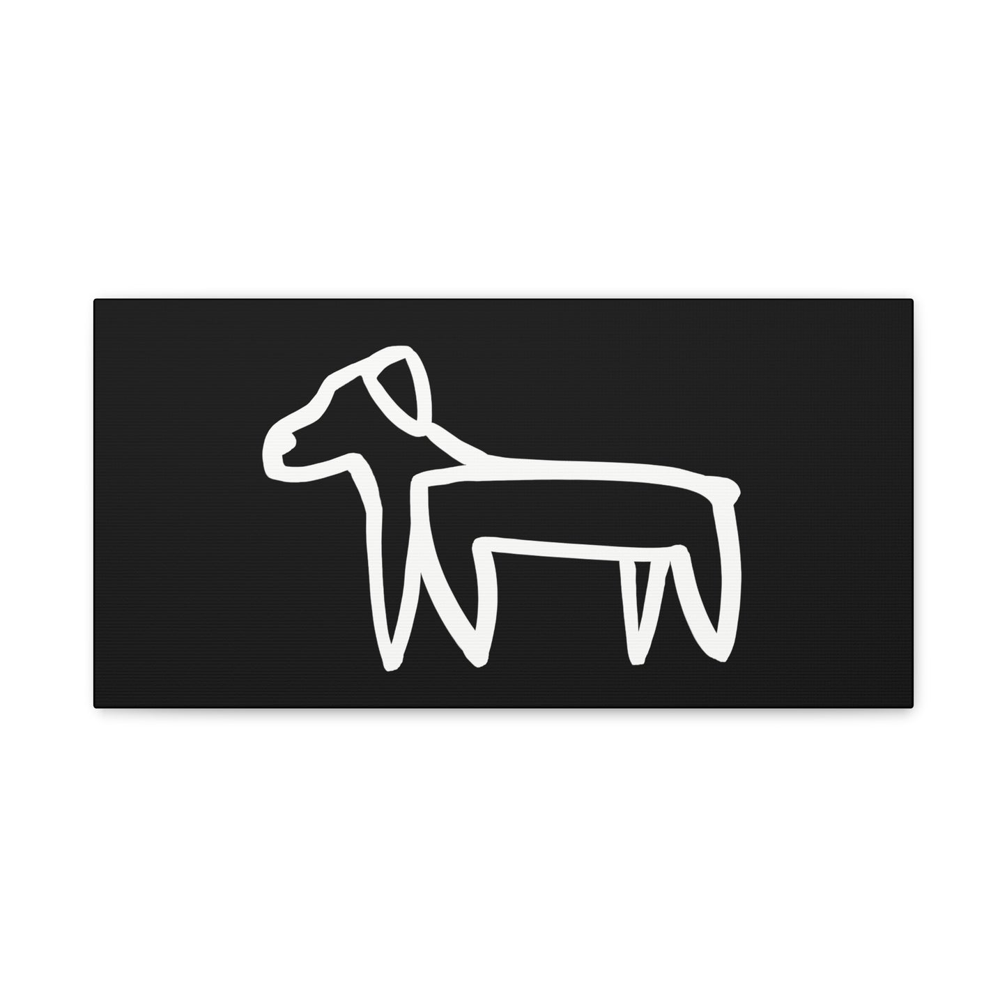 Dog Canvas Print on Black (Transparent Style White Dog) - Dog Art Print