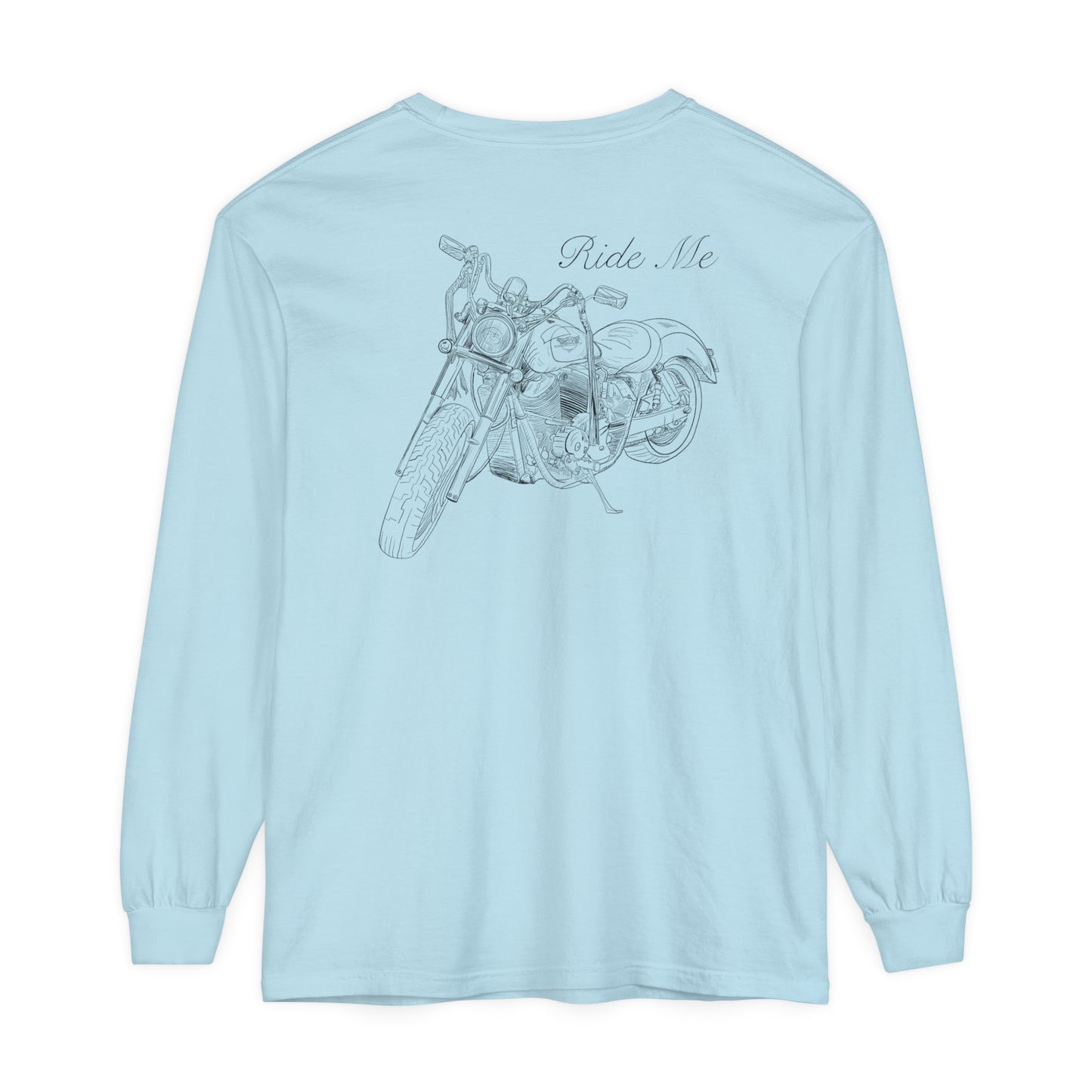 Ride Me Motorcycle Long Sleeve Tee Back Design