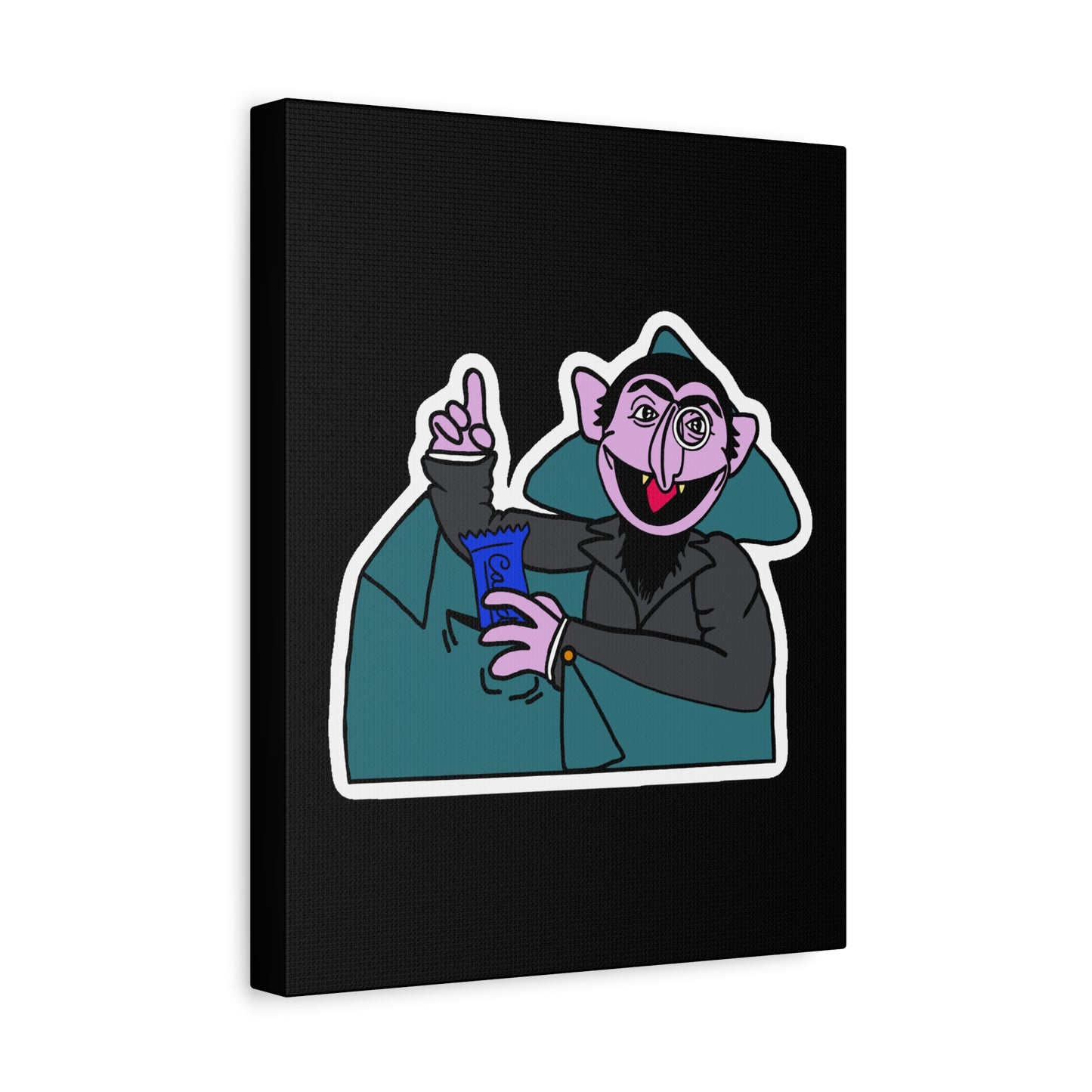 The Count Stealing Candy Canvas Print Black - Sesame Street The Count Parody Art