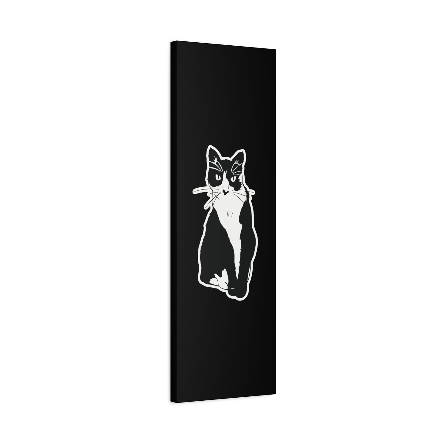 Cat Canvas Print on Black (Sticker Style Cat) - Cat Drawing Art