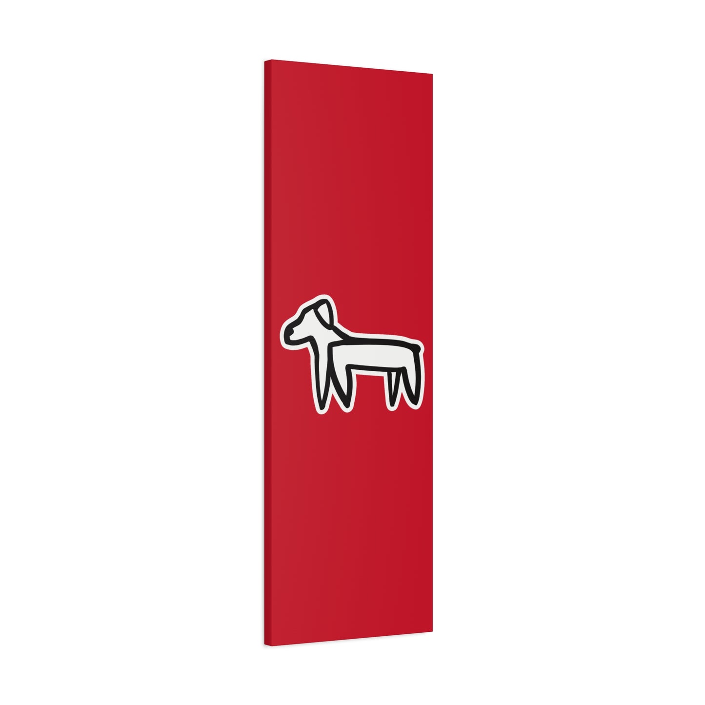 Dog Canvas Print on Red (Sticker Style White Dog) - Dog Art Print