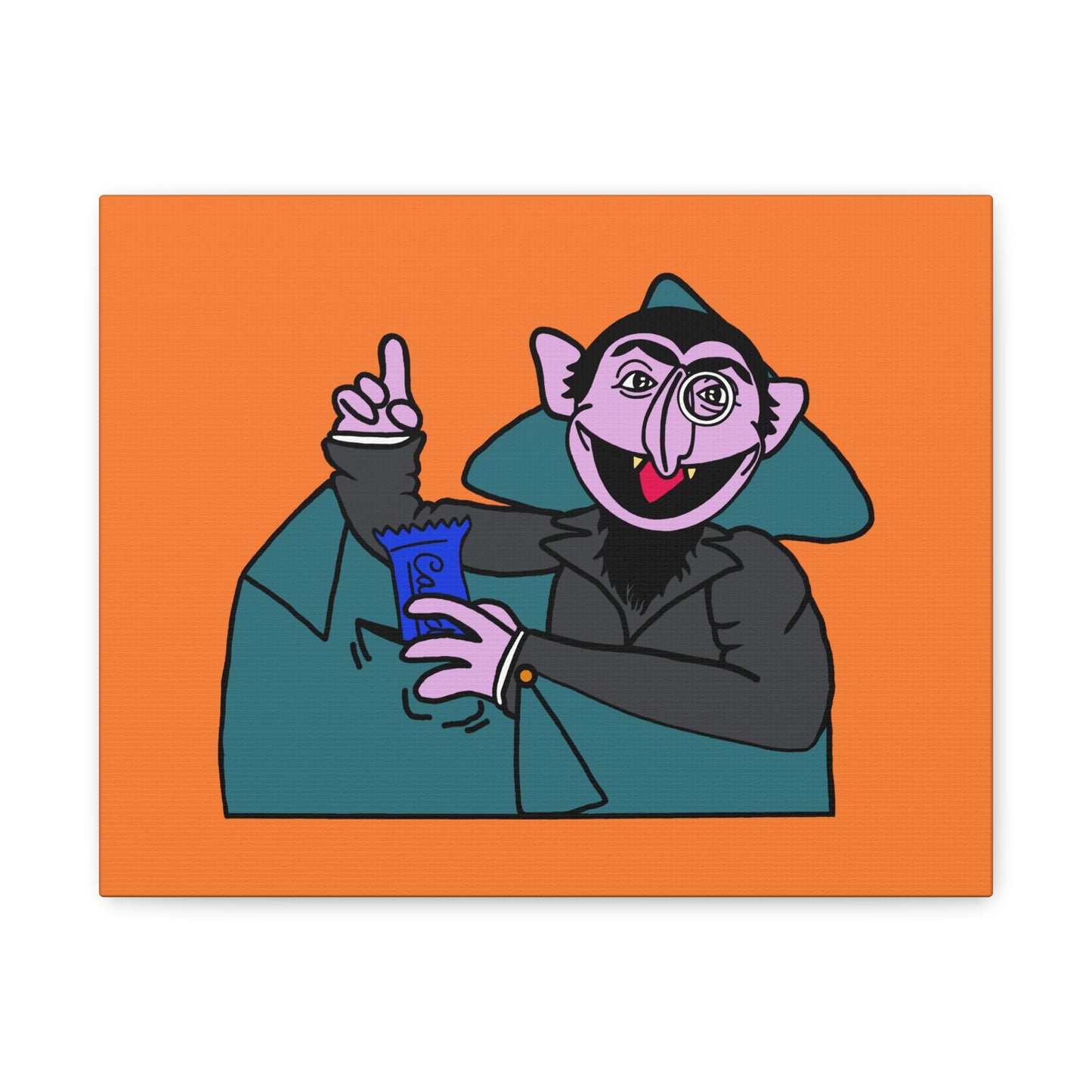 The Count Stealing Candy Canvas Print Orange - Sesame Street The Count Parody Art