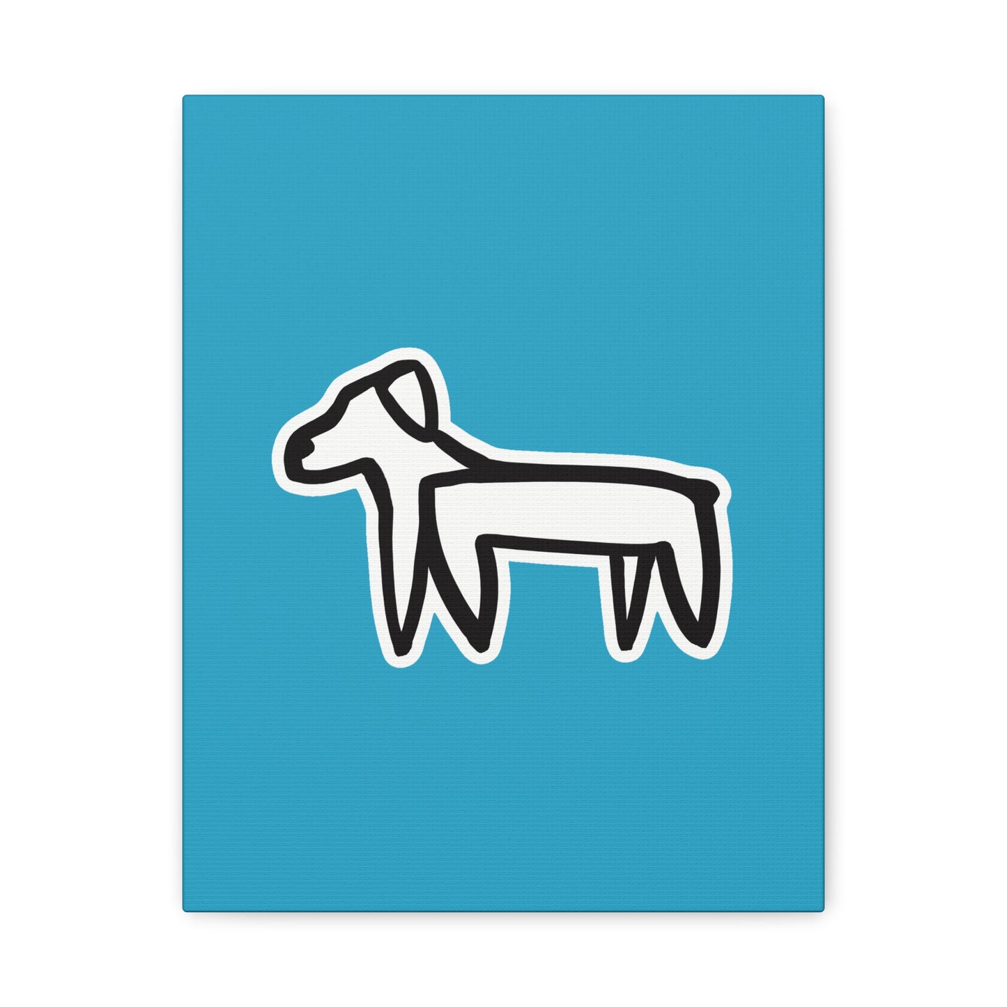 Dog Canvas Print on Turquoise (Sticker Style Black Dog) - Dog Drawing Wall Art