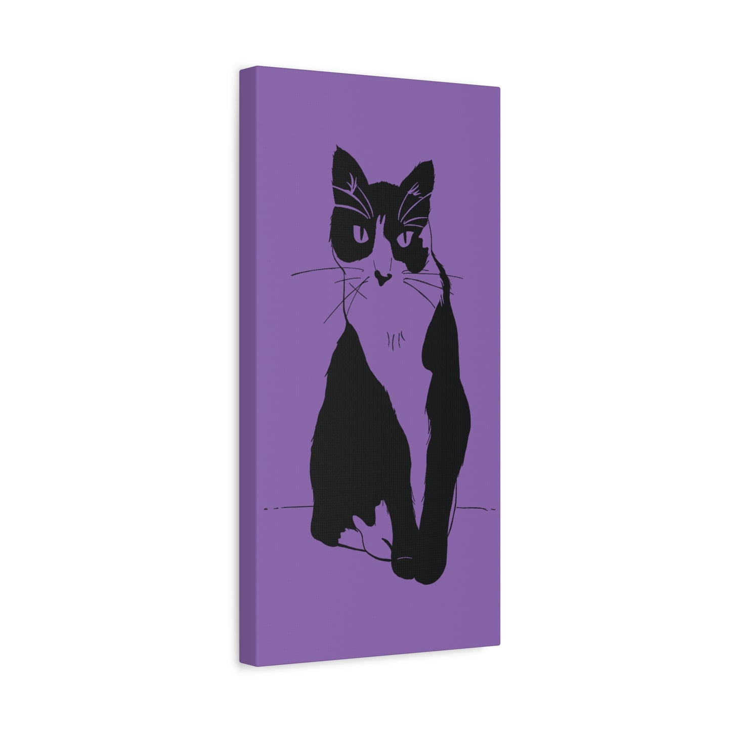 Cat Canvas Print on Purple (Transparent Style Cat) - Cat Drawing Art