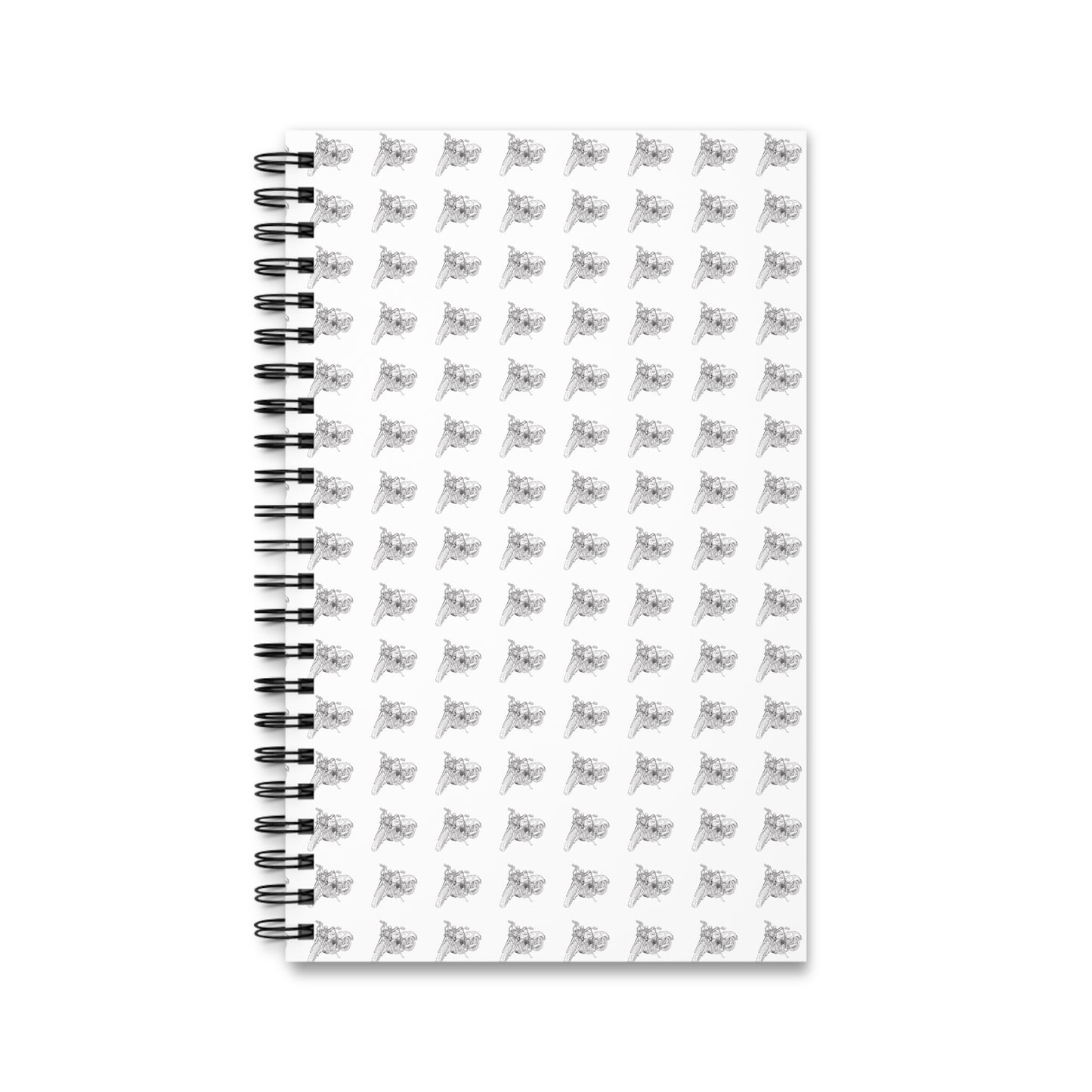Motorcycle Pattern Spiral Notebook White