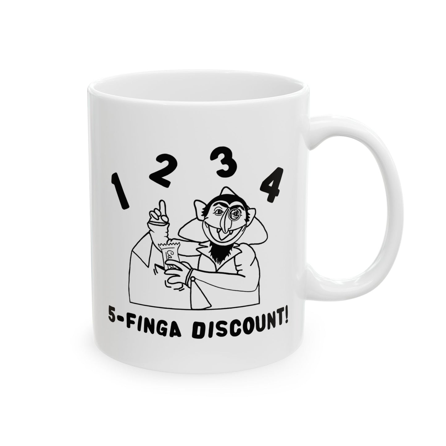 Five Finger Discount Outline Mug - Sesame Street The Count Parody Coffee Mug