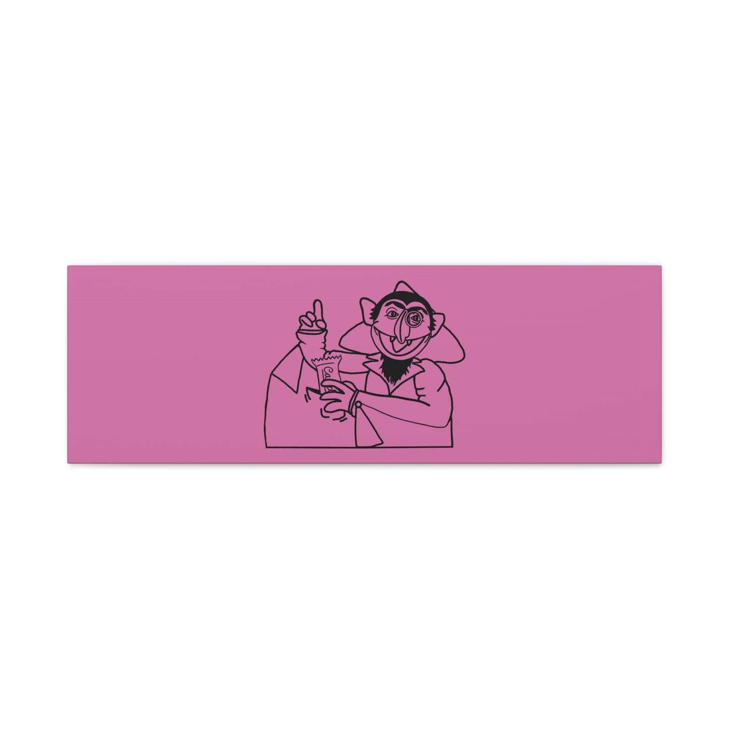The Count Stealing Candy Outline Canvas Print Light Pink - Sesame Street The Count Parody Art