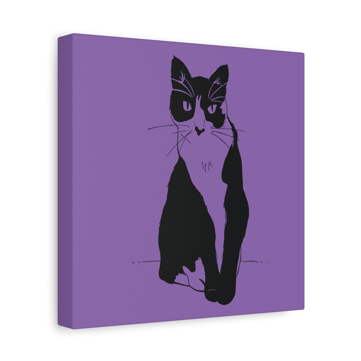Cat Canvas Print on Purple (Transparent Style Cat) - Cat Drawing Art