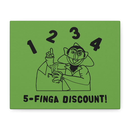 Five Finger Discount Outline Canvas Print Green - Sesame Street The Count Parody Art Print