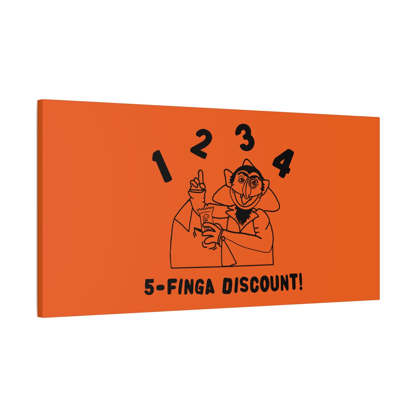 Five Finger Discount Outline Canvas Print Orange - Sesame Street The Count Parody Art Print