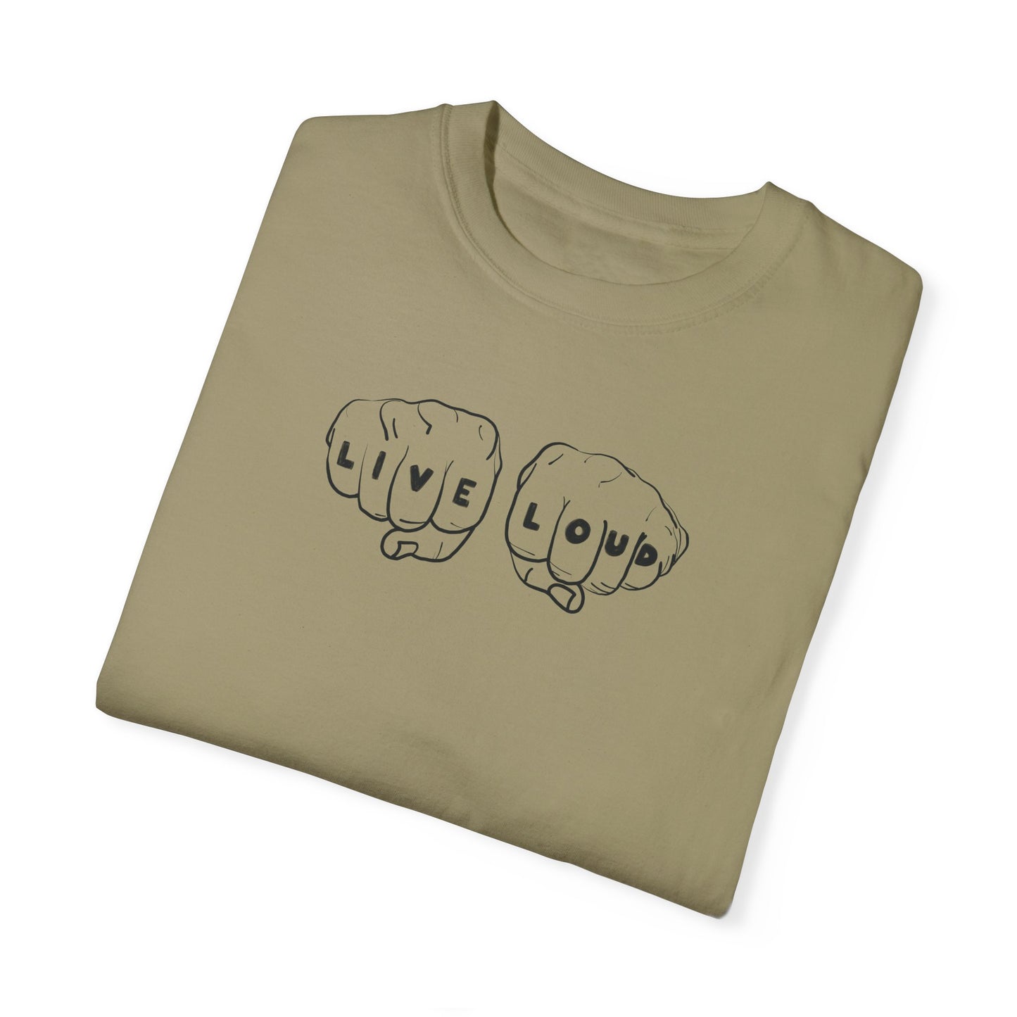 Live Loud Knuckle Tats Tattooed Fists Tee