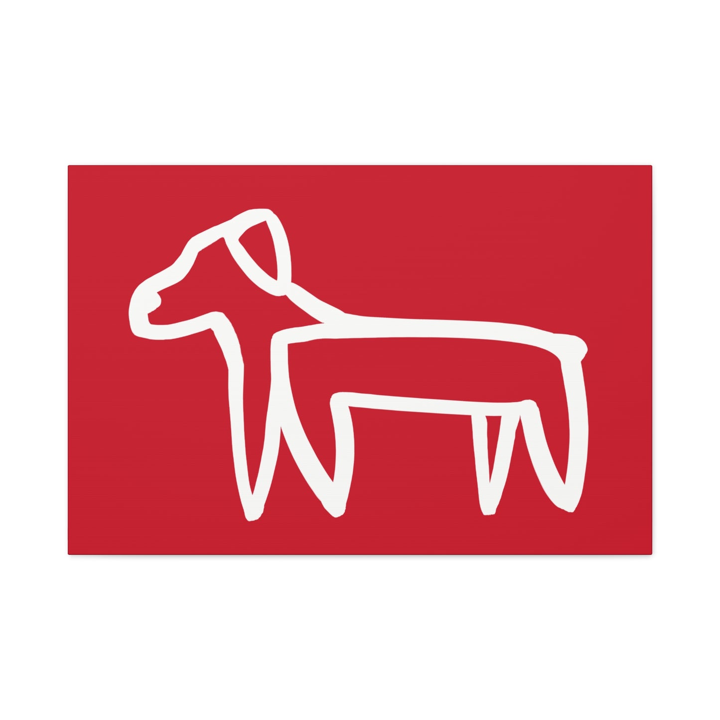 Dog Canvas Print on Red (Transparent Style White Dog) - Dog Art Print