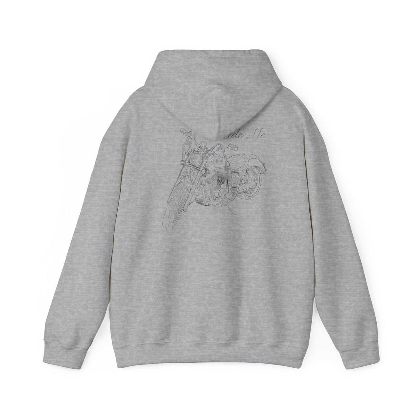 Ride Me Harley Motorcycle Drawing Hoodie Sweatshirt - Back Design